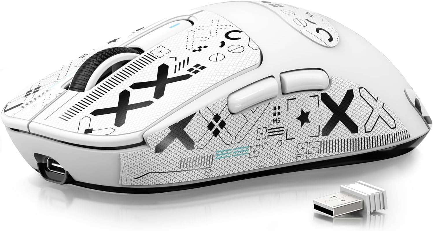 MANBASNAKE ATTACK SHARK X3 Lightweight Wireless Gaming Mouse, 49g Tri-Mode Bluetooth/2.4G/USB-C Wired Mouse, PAW3395 26K DPI Sensor, 200h Battery Life, Programmable Buttons, Griptape for PC/Laptop/Mac