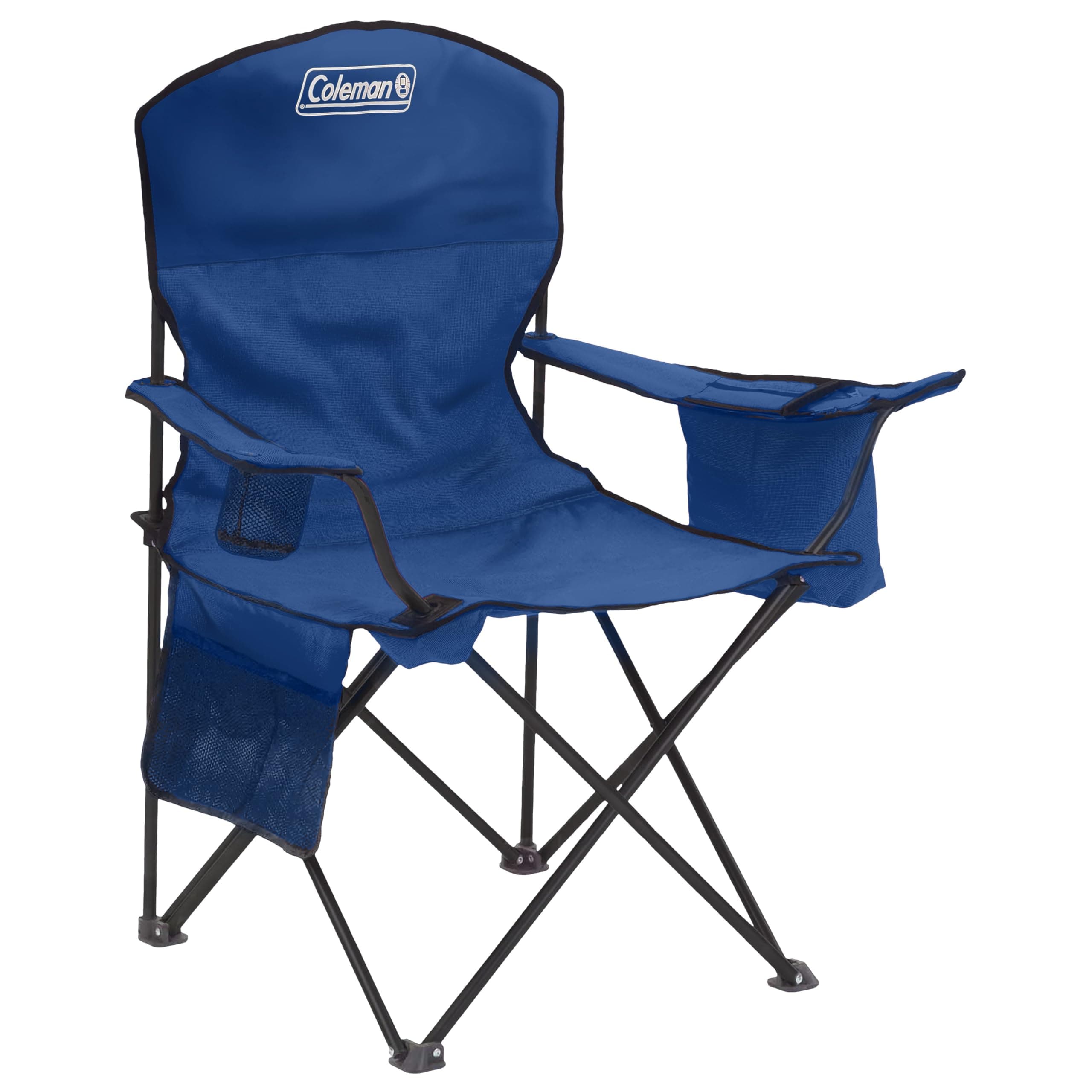 Portable Camping Chair with 4-Can Cooler, Cushioned Seat & Back with Side Pockets & Cup Holder, Carry Bag Included, Great for Camping, Tailgating, Firepits, Patio, & More