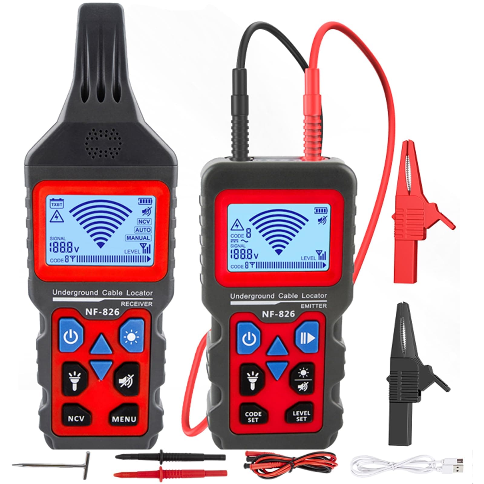 NOYAFA Underground Cable r Locator Wire Tracker Portable, Cable Tracer, Wire Tracer, Detection of Wall and Underground Cables, Electrical Lines, Water and Gas Supply Pipeline Path