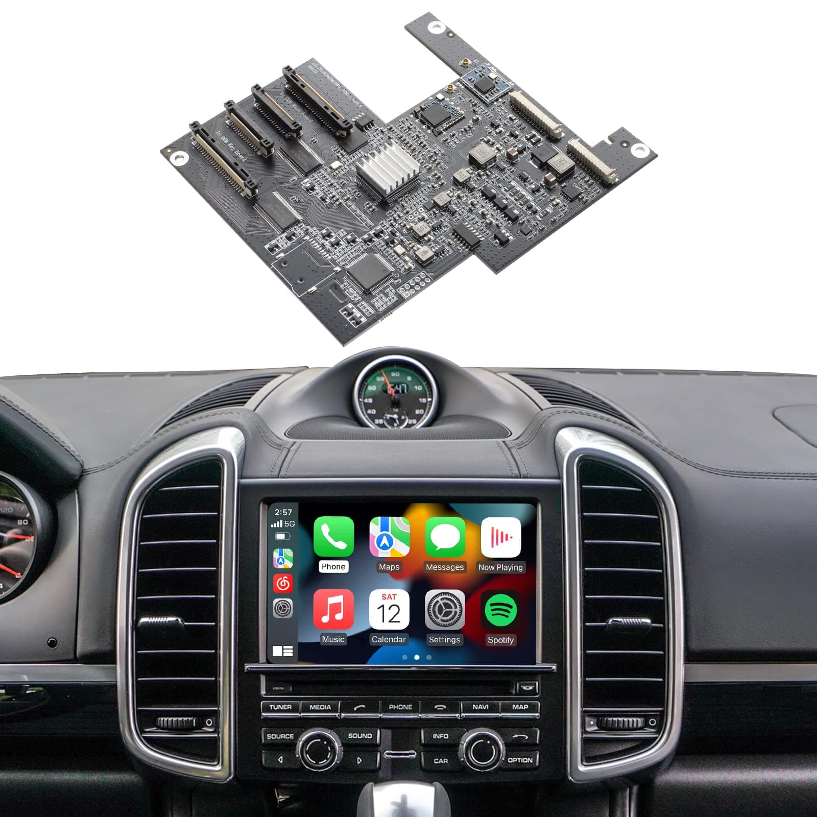 PCM 3.1 Wireless Carplay & Android Auto Module for Porsche Panamera Cayenne Macan Cayman Boxster 911 718 Support Reverse Camera Parking Sensor Mirror Link Steering Wheel Control