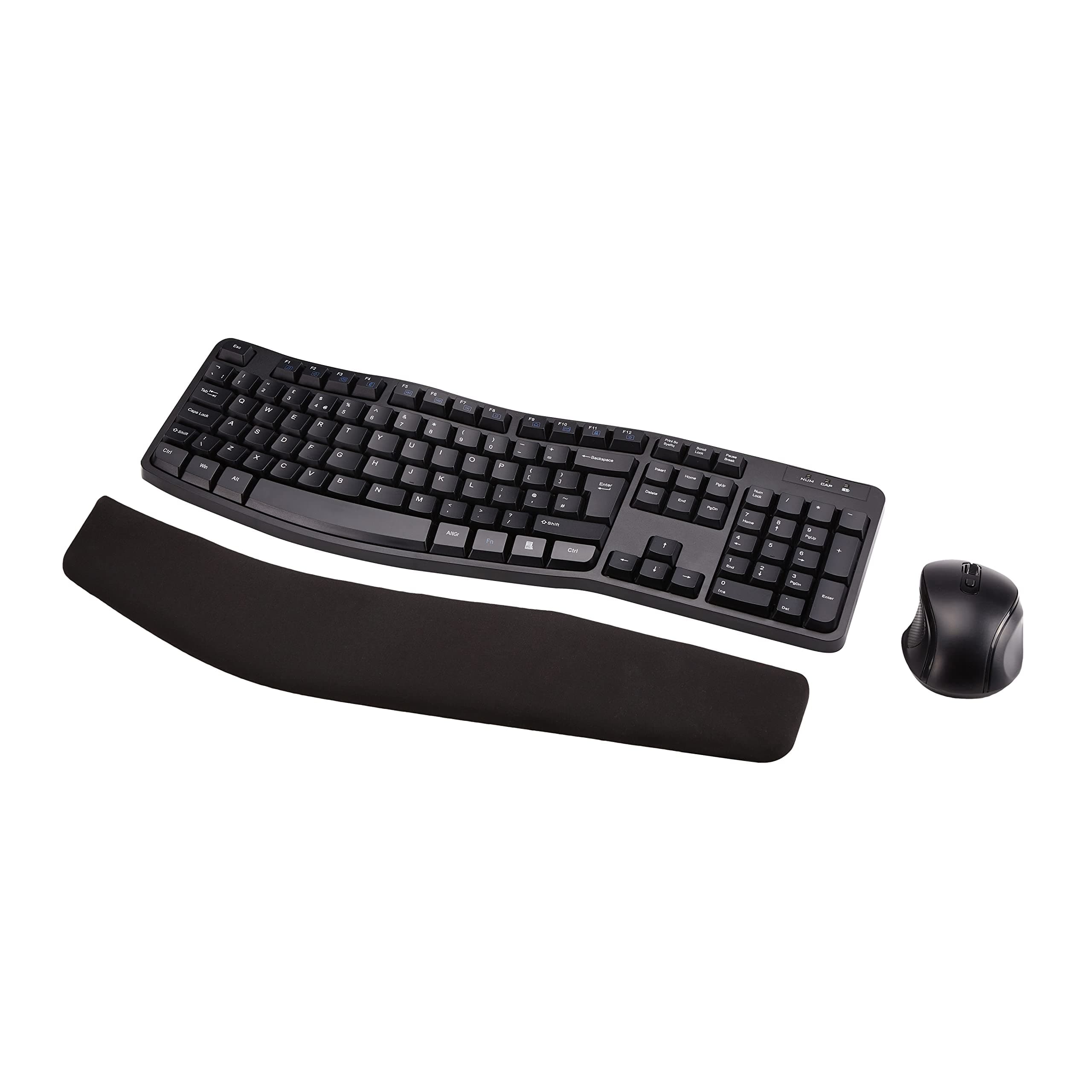 Ergonomic Wireless Keyboard Mouse Combo UK layout, black