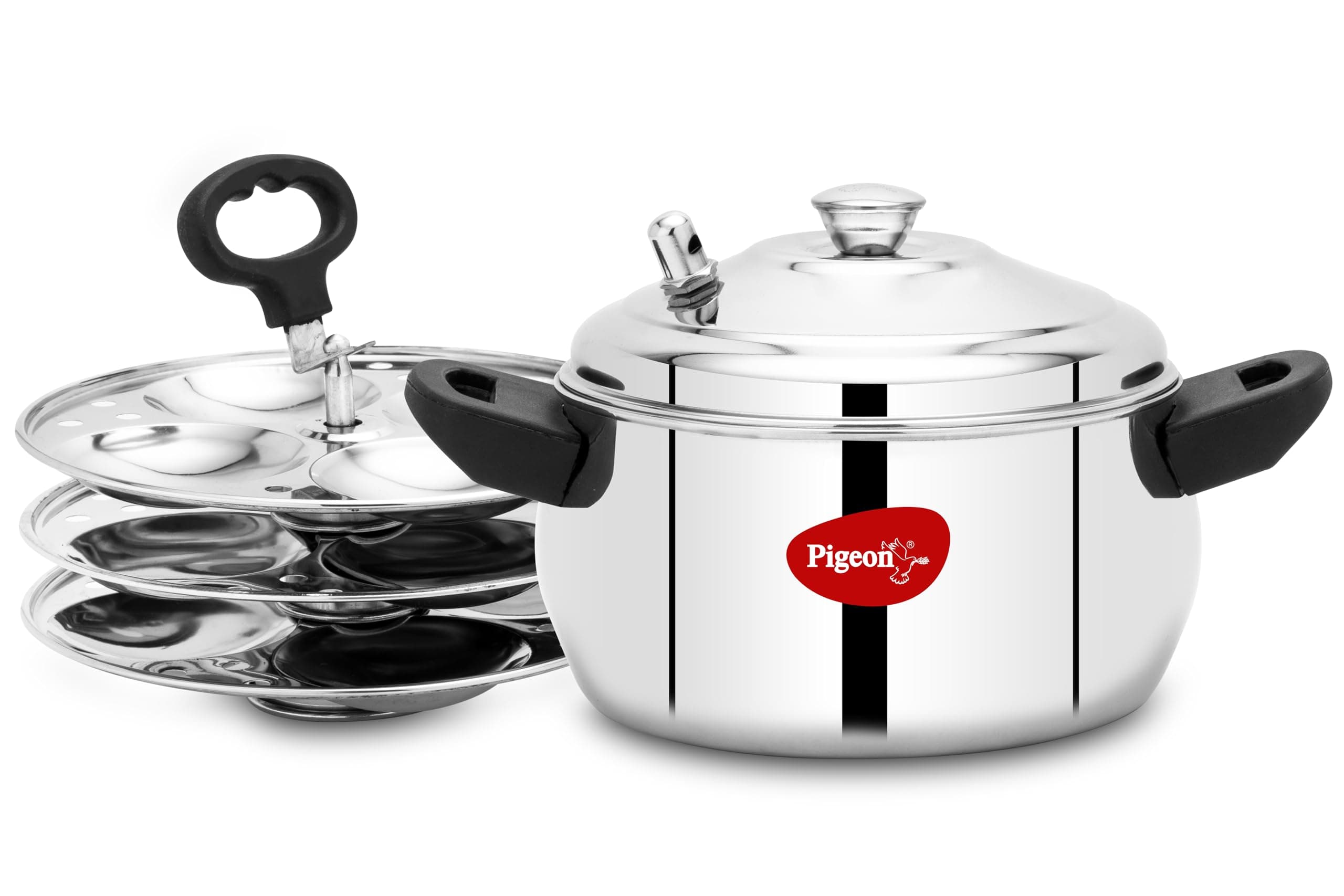 Idly Maker Induction and Gastove Compatible 3 Plates, Handi Shaped, Cool handle, Whistle to control steam, Easy to cook