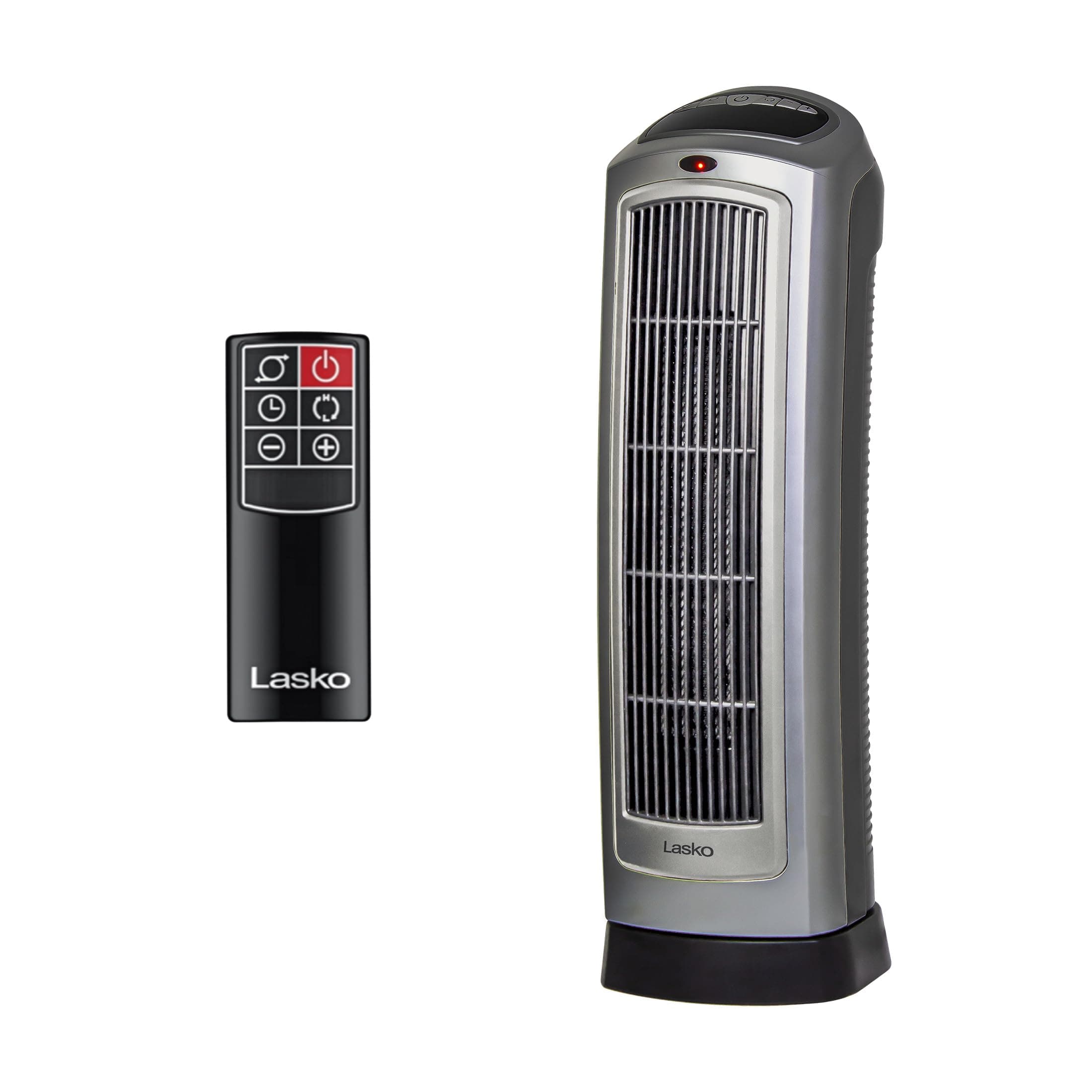 Oscillating Digital Ceramic Tower Heater for Home with Adjustable Thermostat, Timer and Remote Control, 23 Inches, 1500W, Silver, 755320