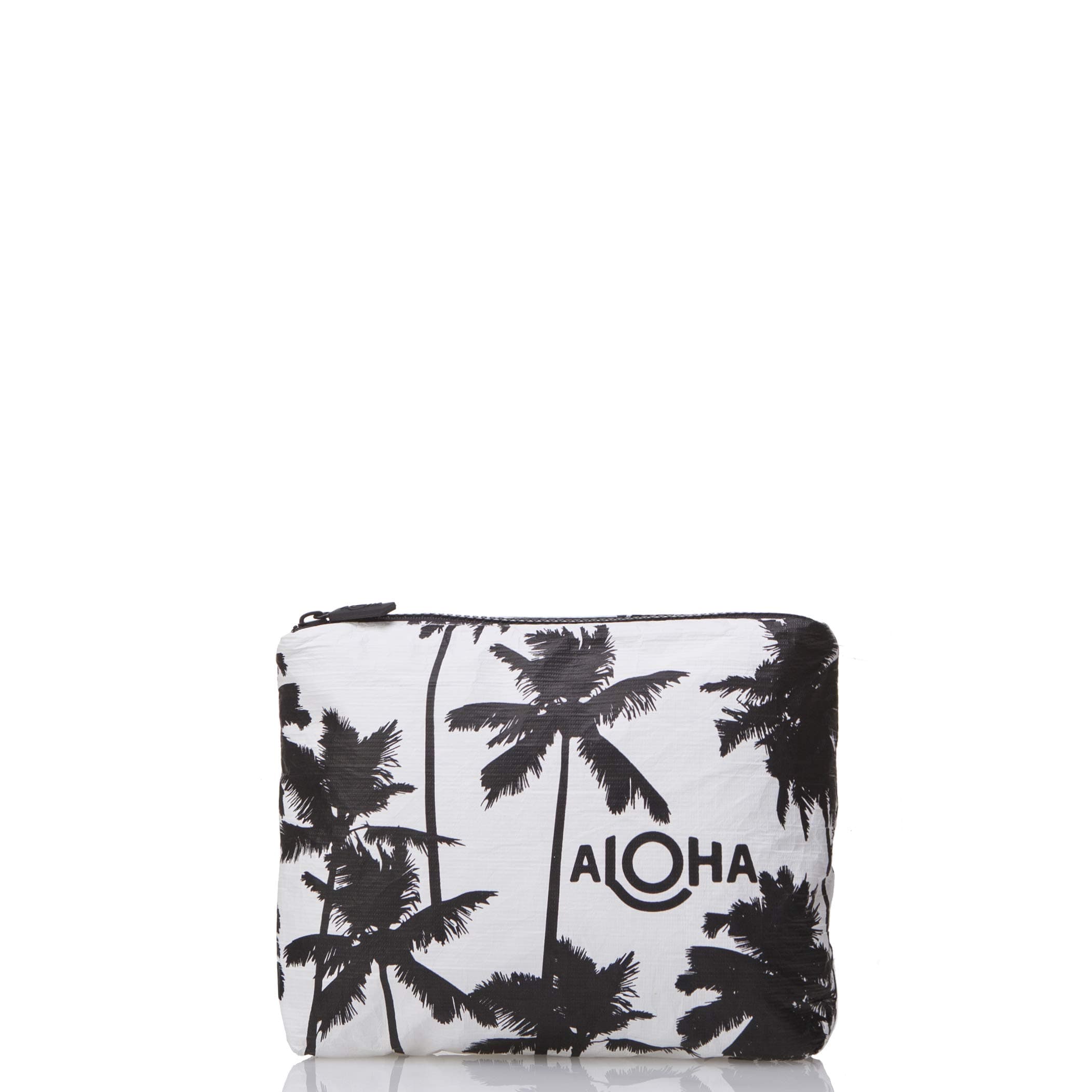 ALOHA CollectionPouch | Lightweight, Packable, and Splash-Proof Makeup Pouch | Easy to Clean, Coco Palms in Black, Small Pouches