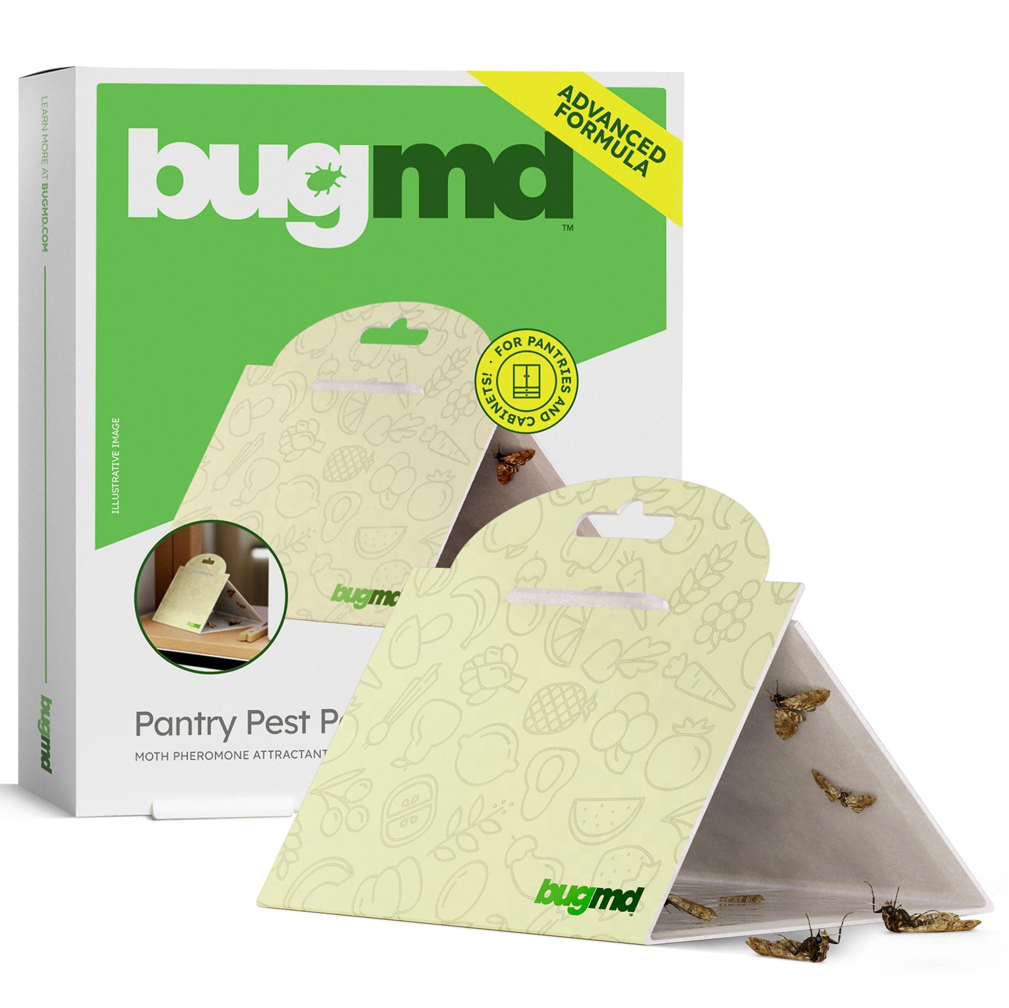 BugMD Pantry Moth Traps (6-Pack) – Pheromone-Based Sticky Glue Traps, Non-Toxic, Kills Indian Meal Moths – Kitchen & Food-Storage Safe - Original