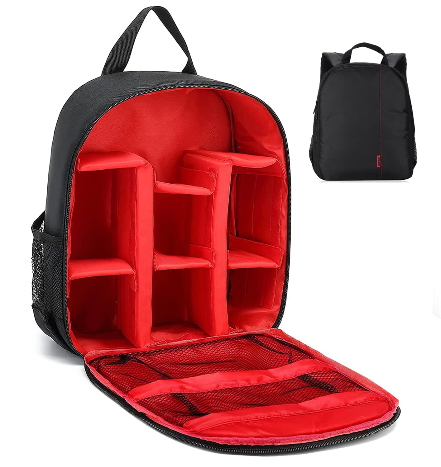 NumhawSmall Camera Backpack,Waterproof Digital Camera Bag Backpack for Canon,Nikon,Sony,Olympus,Panasonic,Samsung,Pentax and More Cameras, Black+red