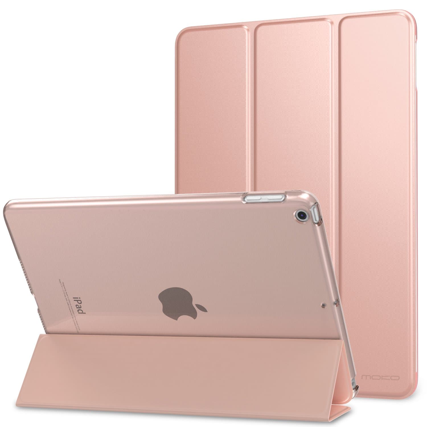 Case Fit 2018/2017 iPad 9.7 5th / 6th Generation - Slim Lightweight Smart Shell Stand Cover with Translucent Frosted Back Protector Fit Apple iPad 9.7 Inch 2018/2017, Rose Gold(Auto Wake/Sleep)