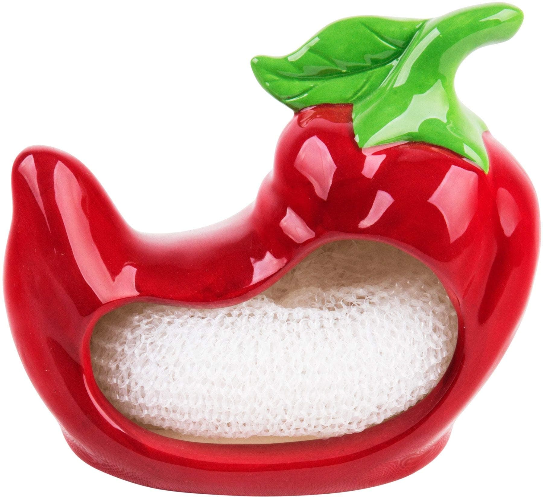Red Pepper Shaped Scrubbie Sponge Holder Includes Scrubby Pad
