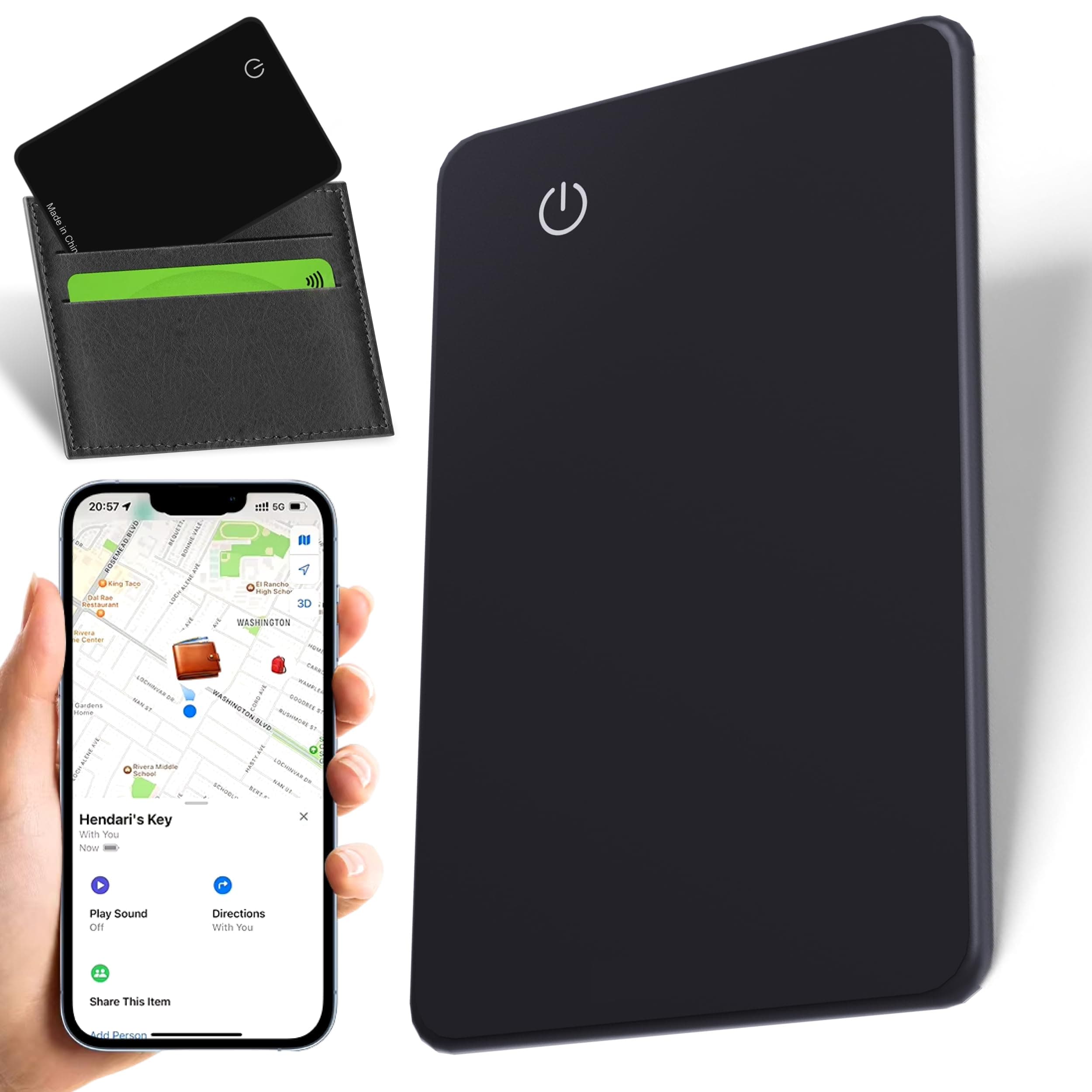 Skywin Wallet Tracker Card - Thin Wallet Locator Tracker Card for iOS, Tracker Wallet Finder for Men and Women - Item Finders Find Keys, Phone, Wallet, Locate Anything (Black)