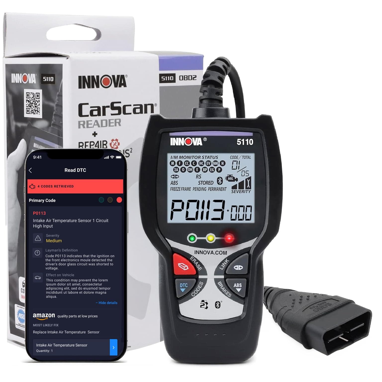 5110 Check Engine Code Reader - Super Simple Car Scanner for All Levels - Works on Most 1996 & Newer OBDII Cars