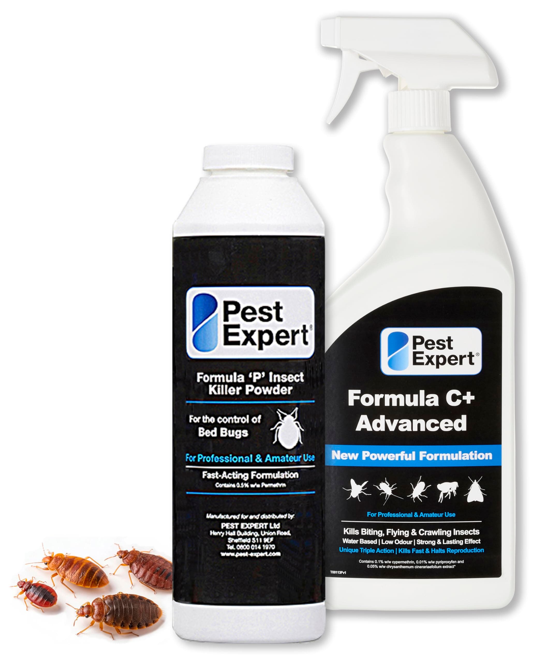 Pest Expert Formula 'C+' Bed Bug Killer Spray 1ltr & Bed Bug Killer Powder XL Pack Size 300g - Fast-Acting & Long-Lasting Treatment for Mattress & Home - Professional Strength for Amatuer Use