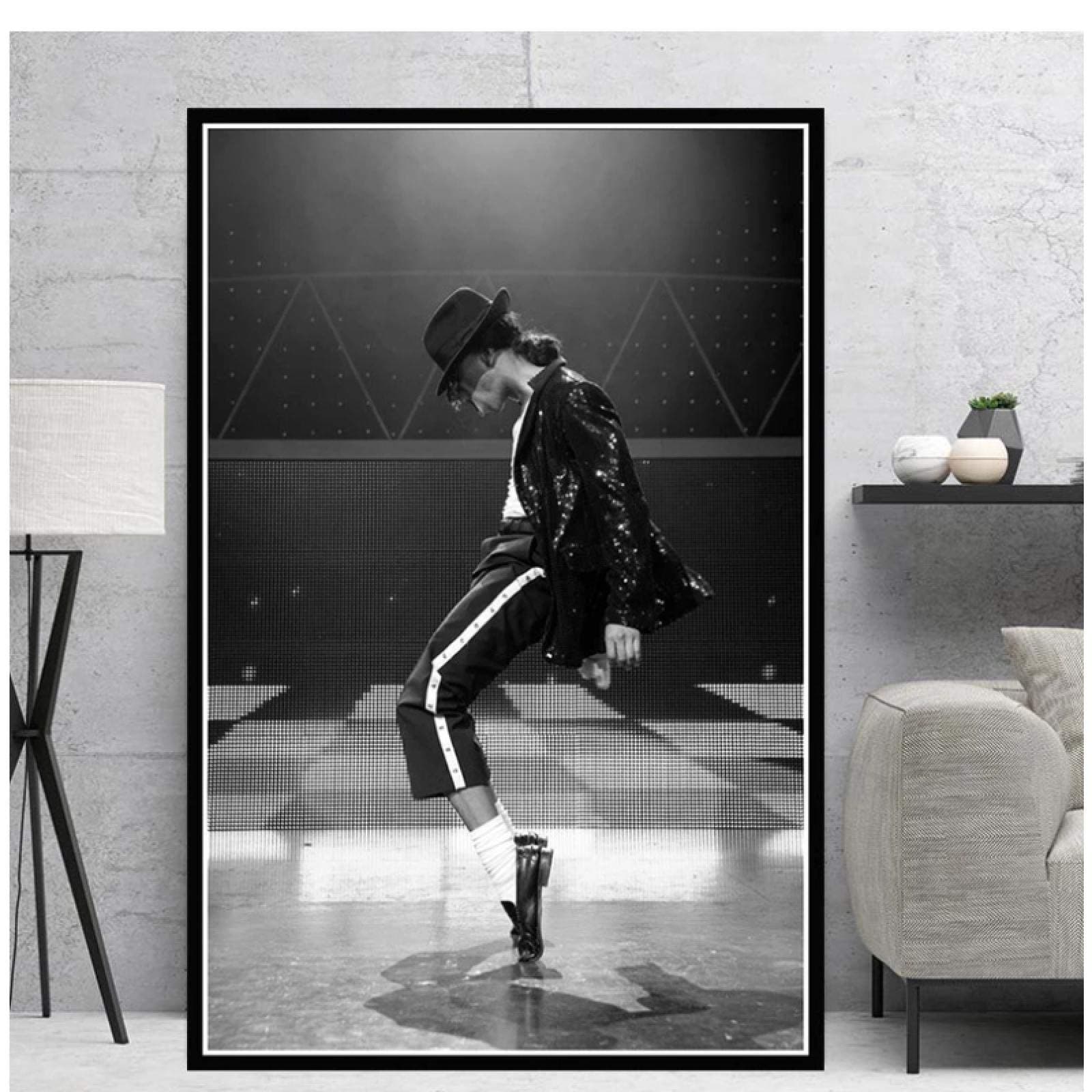 Michael Jackson Posters and Prints Classical Dancer Singer Portrait Canvas Painting Black and White Wall Paintings-60x90cm No Frame