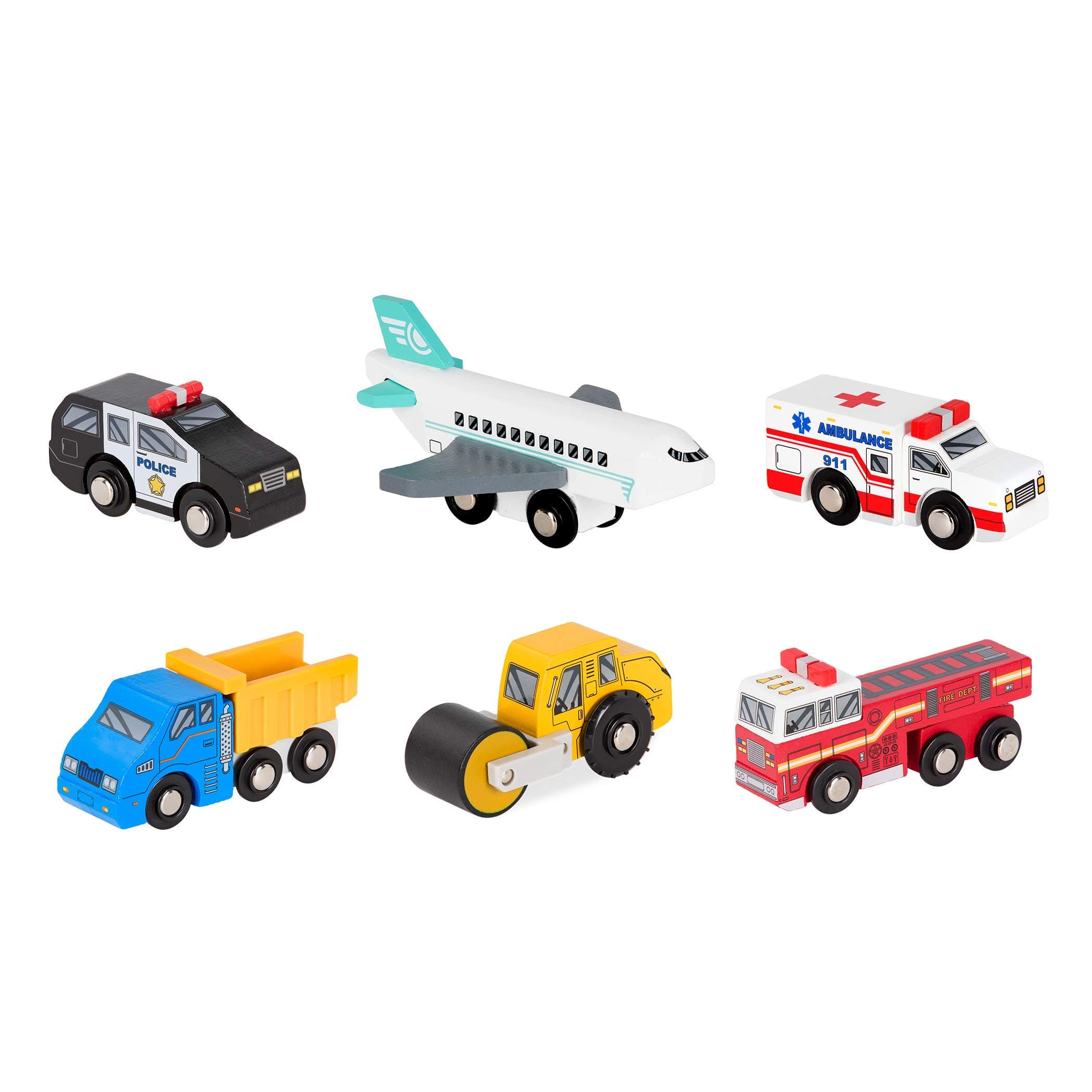 Wooden Vehicles Set 2 6-piece Toy Vehicle Set