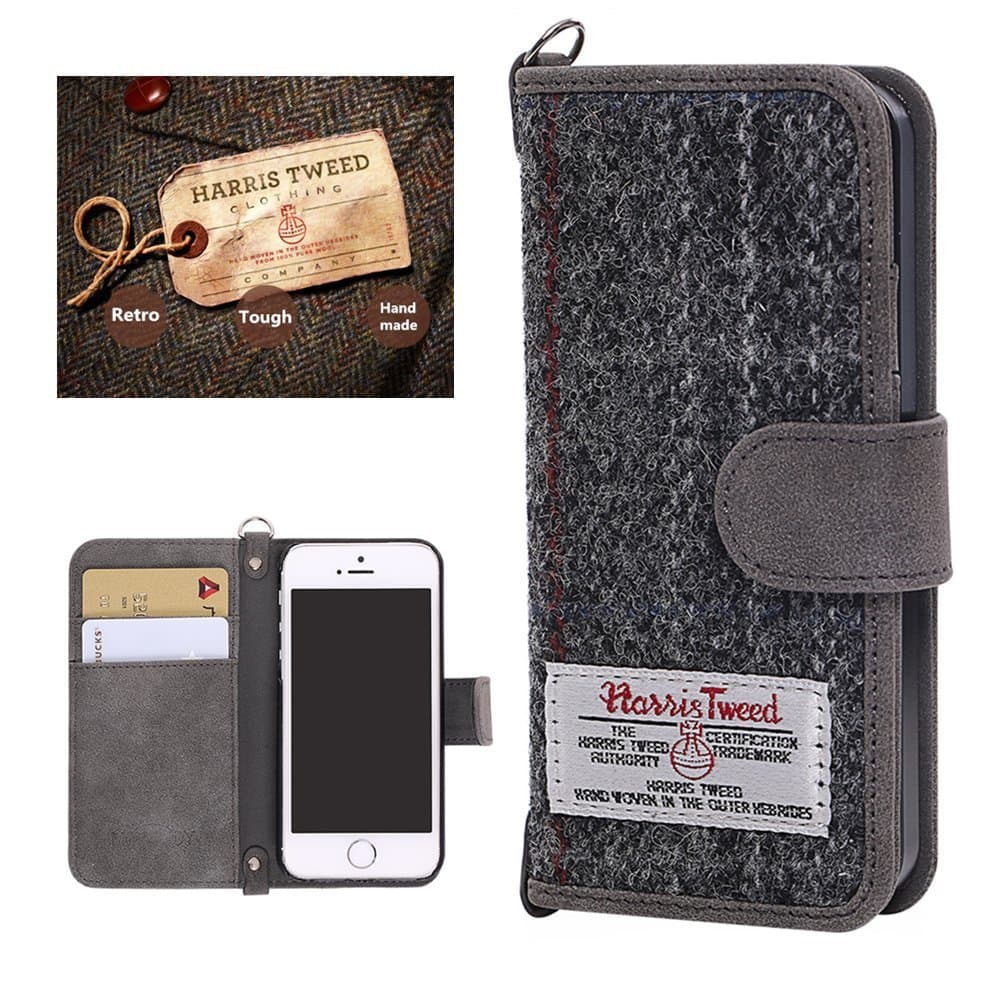 iPhone 6 6s Case iPhone 6 6s (4.7") Wallet Case ,Harris Tweed Synthetic Leather Folio Flip Full Protective Cover with ID Card Credit Card Holder Magnetic Closure for iPhone 6 6s (Grey)