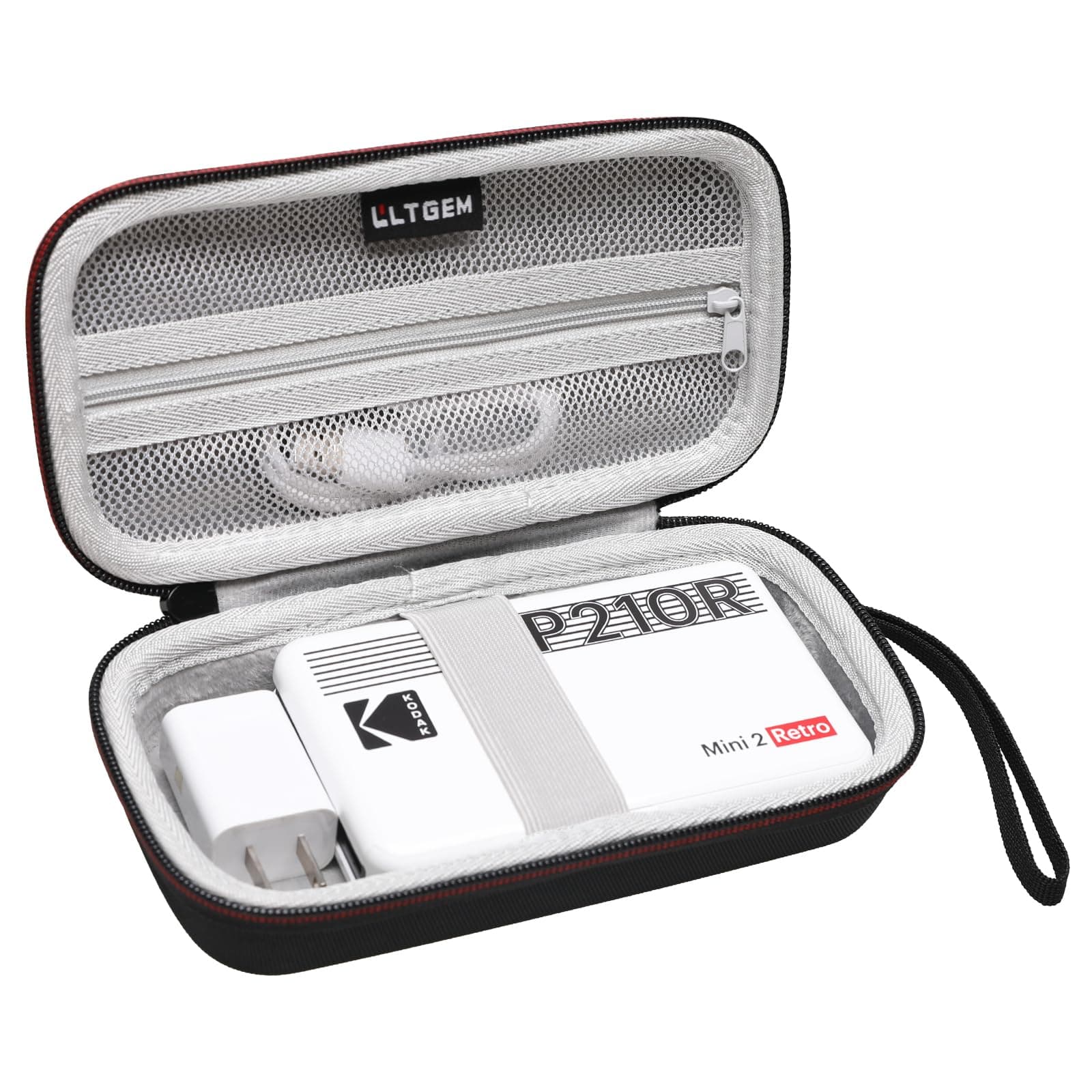 LTGEM Case Compatible with LTGEM Case Compatible with KODAK Mini 2 / Mini Shot 2 Retro 4PASS Portable Photo Printer(Inside: 7"x3.4"x1.2"), Black+Gray