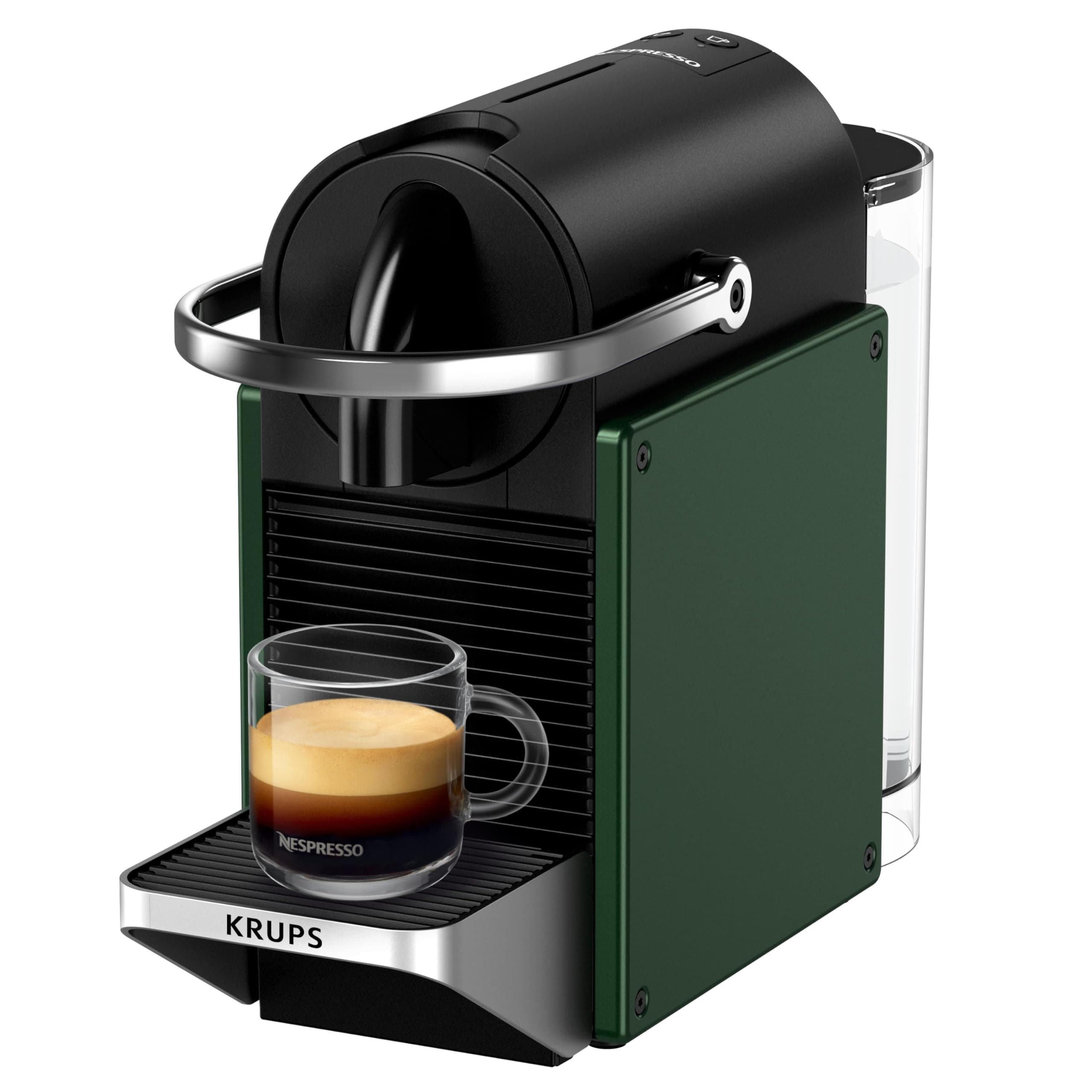 Pixie Coffee Pod Machine by Krups, Compact Espresso Maker for Original Pods, 19-Bar High Pressure, Fast Heat-Up, Energy Saving, Auto Shut-Off, Recyclable Pods in Dark Green