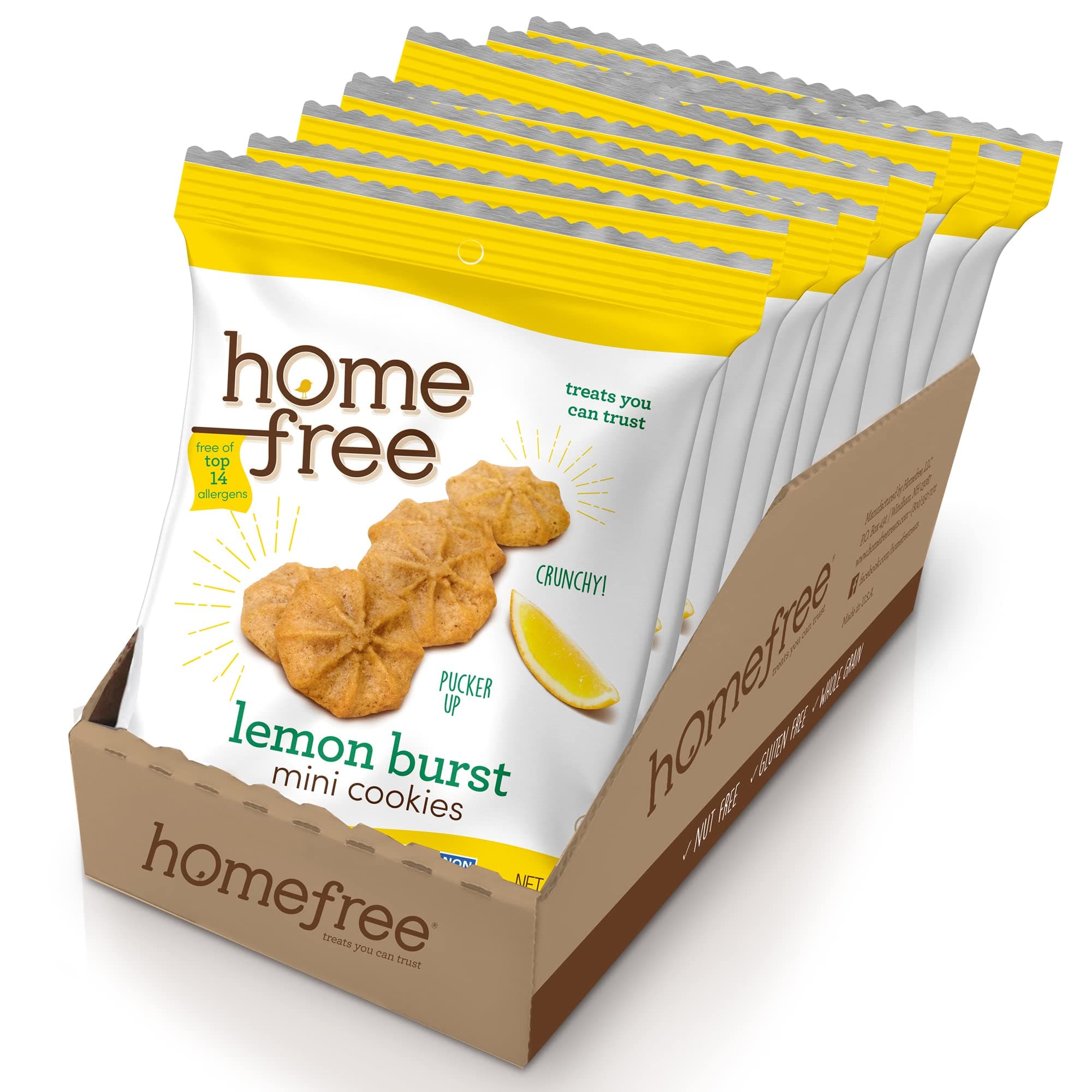 Homefree Treats You Can Trust Gluten Free Mini Cookies, Single Serve, Lemon Burst, 1.0 Ounce (Pack of 10)…