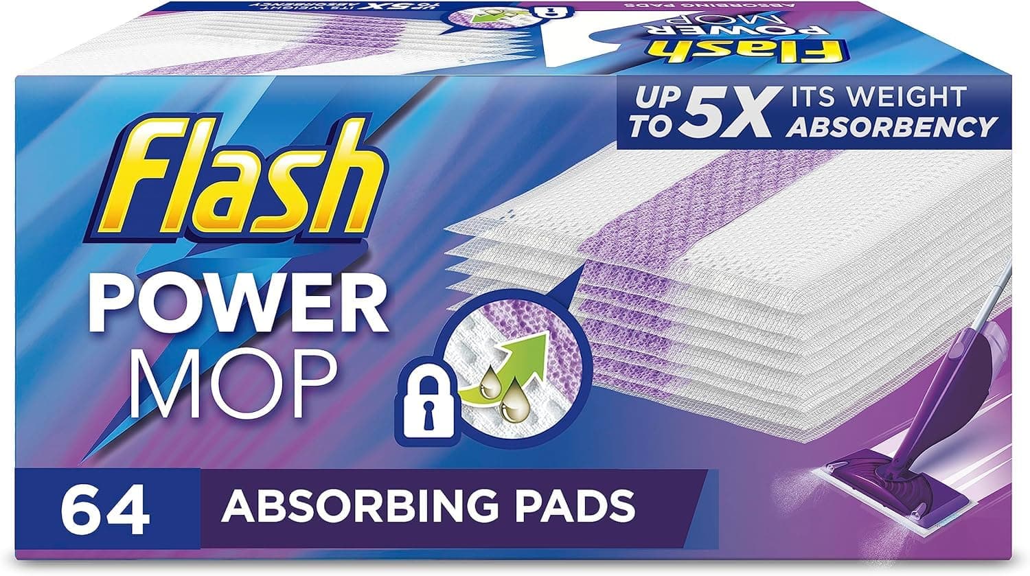 Flash Power Spray Mop Absorbing Pad Refills, Flash Mop Refill Pads, White, 64...