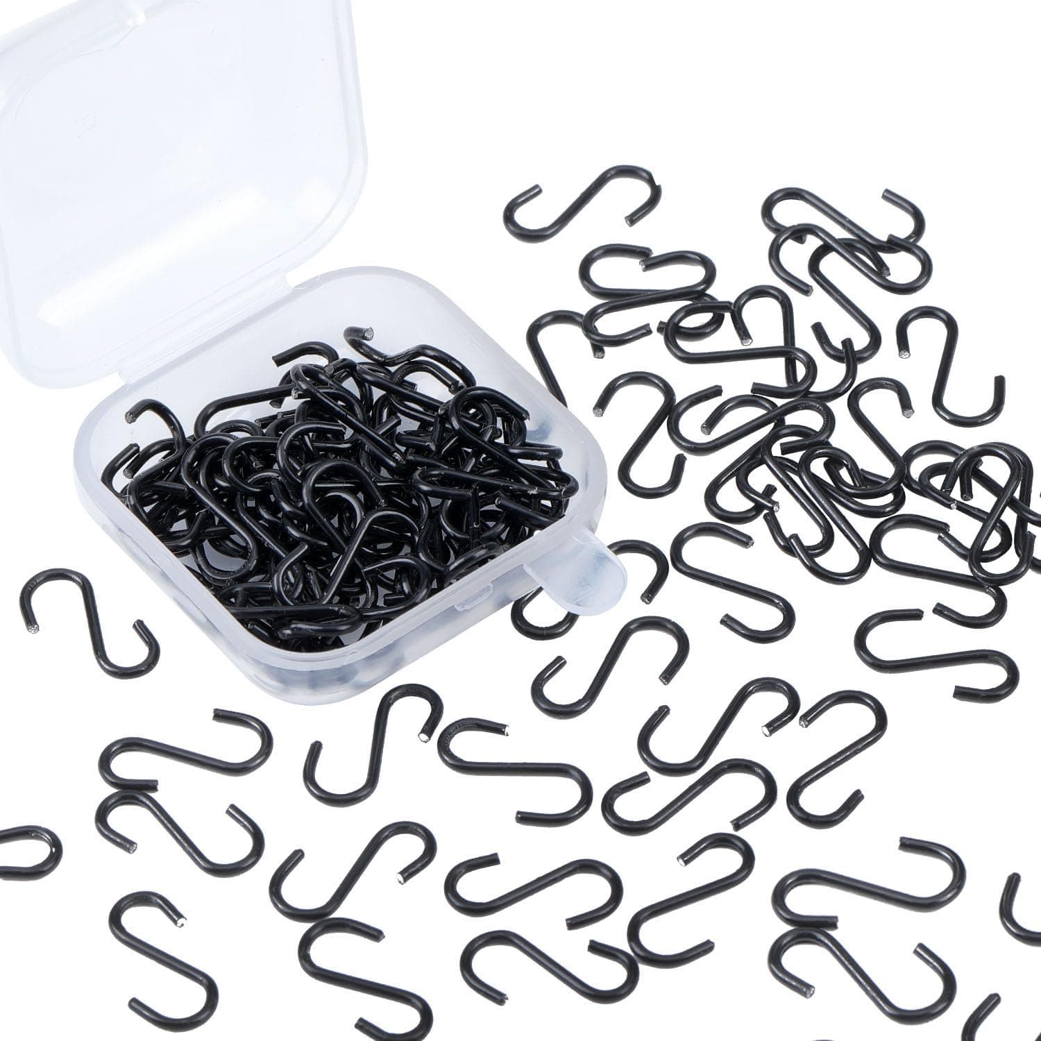 200 Pieces 1/2 Inch Mini S Hooks Small S Hooks Stainless Steel S Shaped Hooks for Crafts, Jewelry and Hanging (Black)
