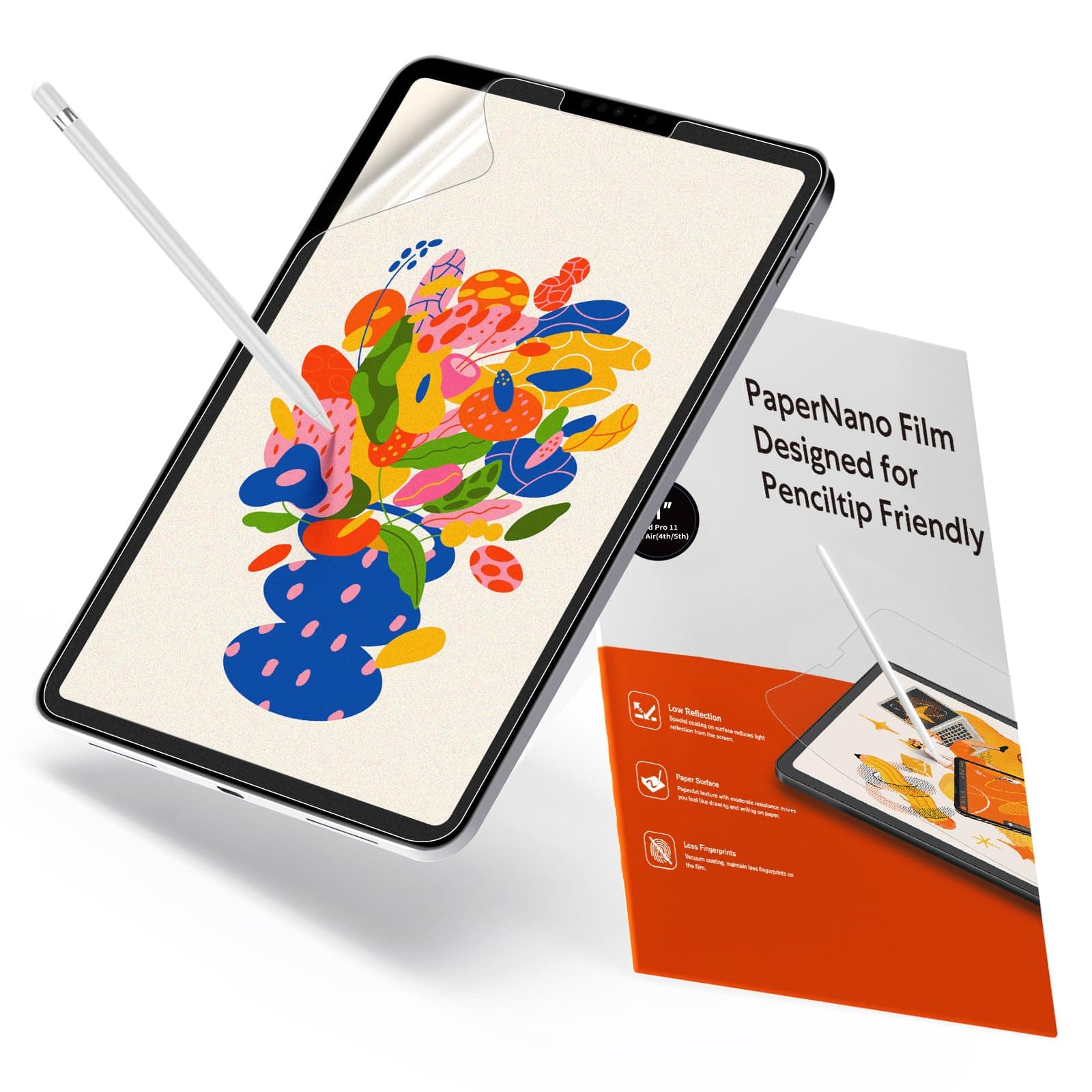 KCT 2 Pack Paperfeel Screen Protector Compatible with iPad Pro 11 Inch (2022&2021&2020&2018) / iPad Air 5th&4th (10.9 inch, 2022&2020) Matte for Drawing Anti-Glare and Easy Installation