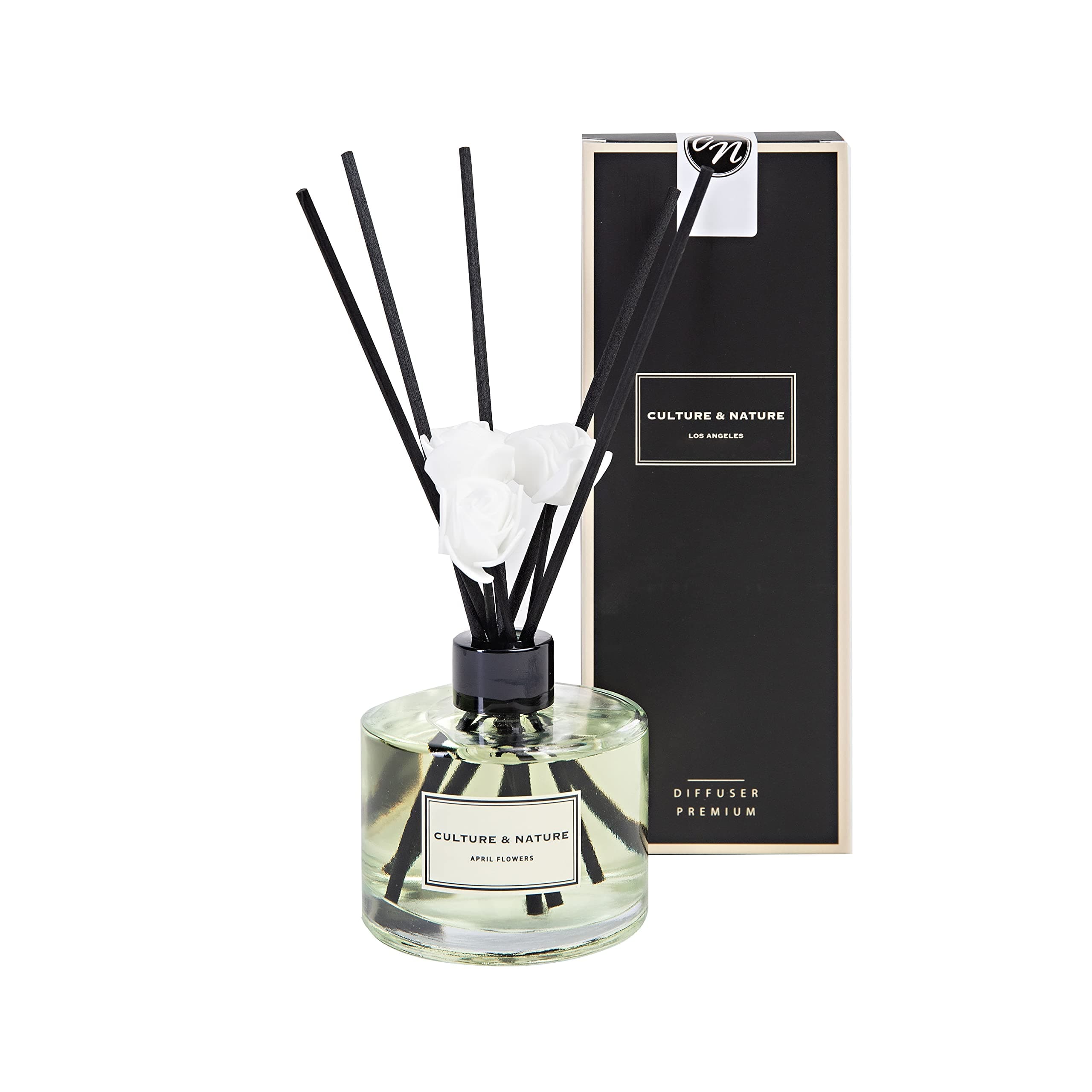 CULTURE & NATURE Reed Diffuser Set 6.7oz (200ml) April Flower Scented Diffuser with Sticks Home Fragrance Reed Diffuser for Bathroom Shelf Decor