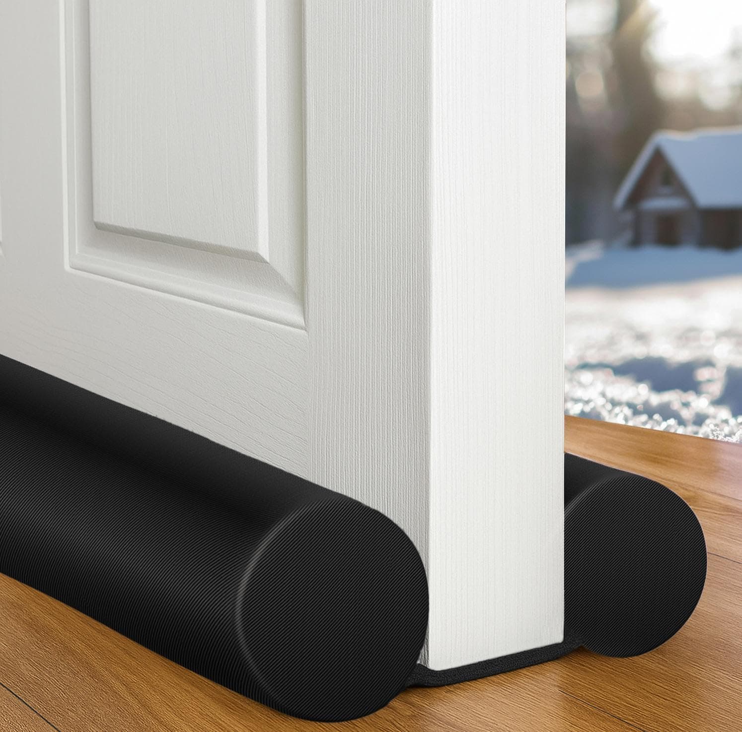 MAXTID Under Door Draft Blocker Black Door Draft Stopper 32-38" Reduce Noise Breeze Cold Air Blocker Adjustable Door Seal Sweep Sound Proof