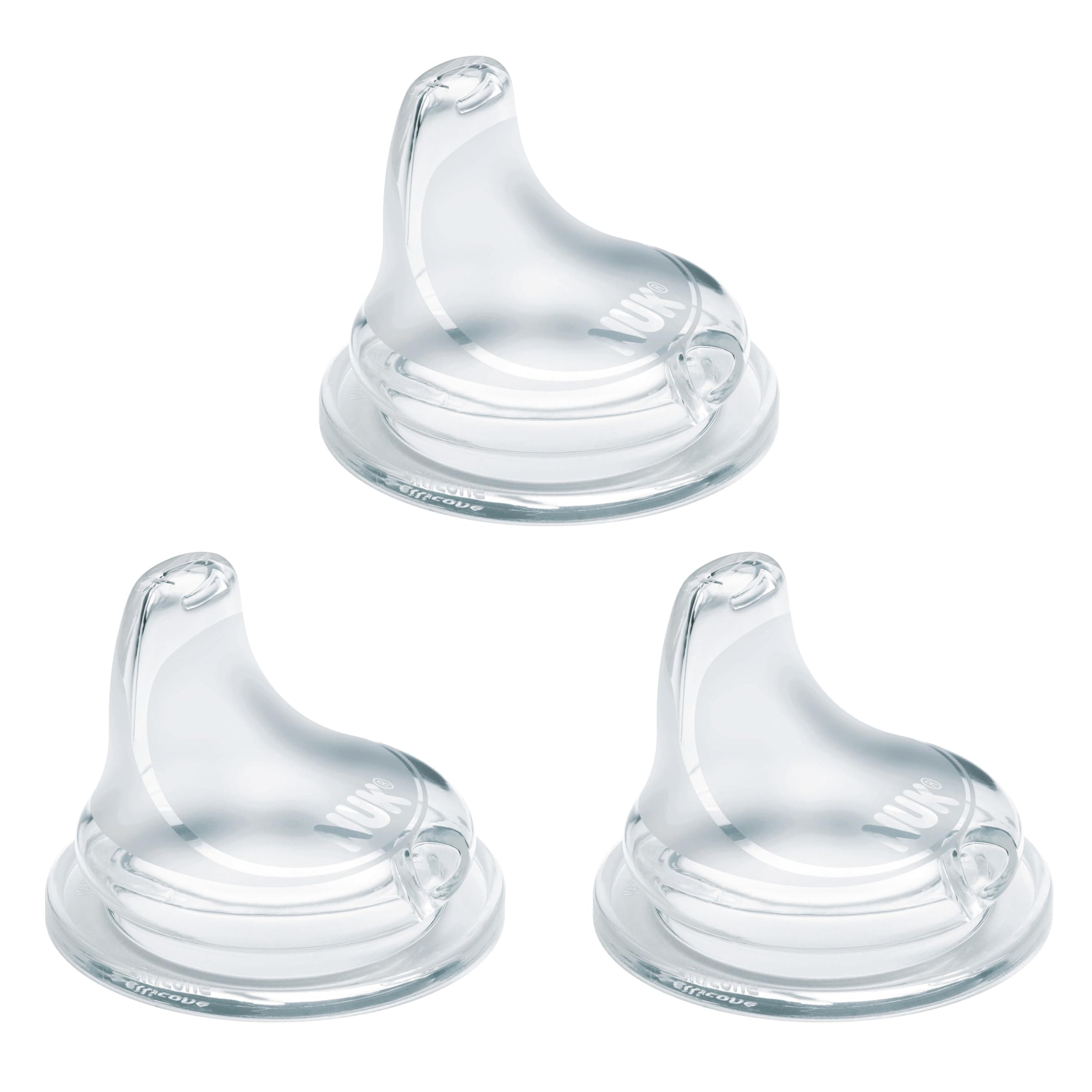 Replacement Silicone Spout for Select NUK Cups, Spill-Proof, Soft Spout, Dishwasher-Safe, BPA-Free, Clear, Pack of 3