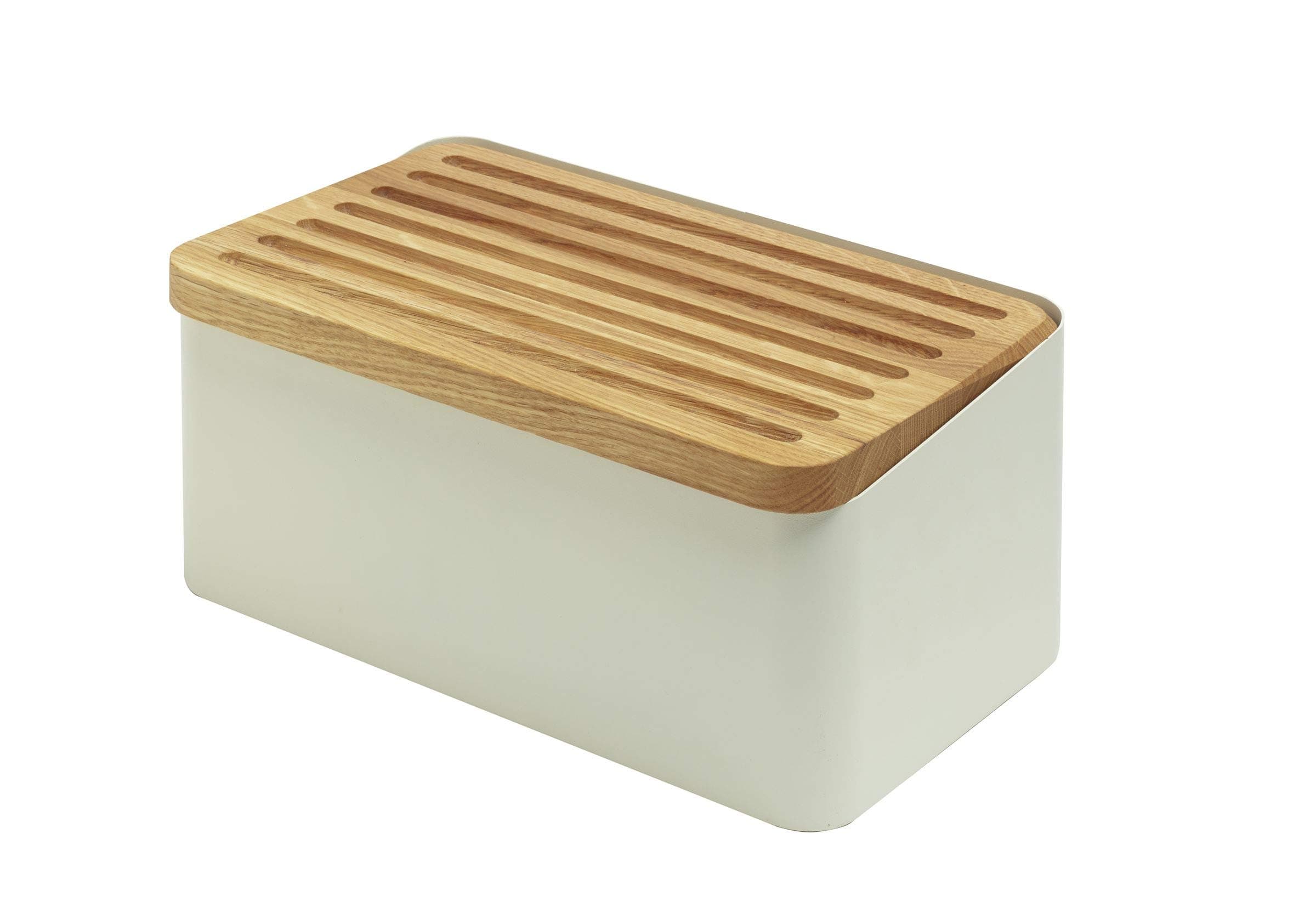 LegnoartCrispy White Bread Box With Double Functioning Lid: Oak Bread Cutting Board and Lid