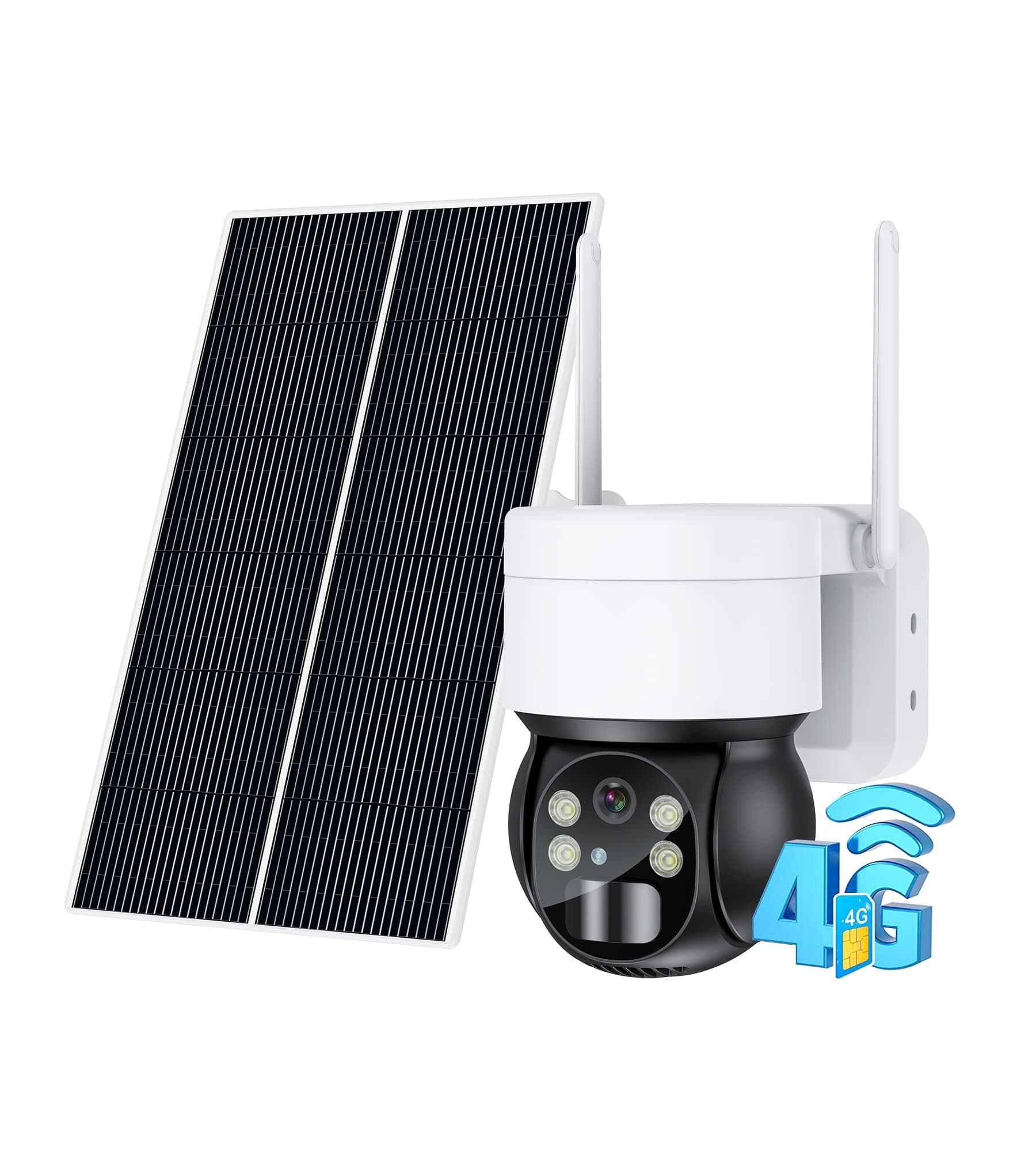Ankway Solar Security Camera Outdoor Wireless, CCTV Camera Systems with Color Night Vision 360° PTZ WiFi Camera for Video Surveillance, IP65 Waterproof, AI Detection, Two-Way Audio, 3.5W Solar Panel
