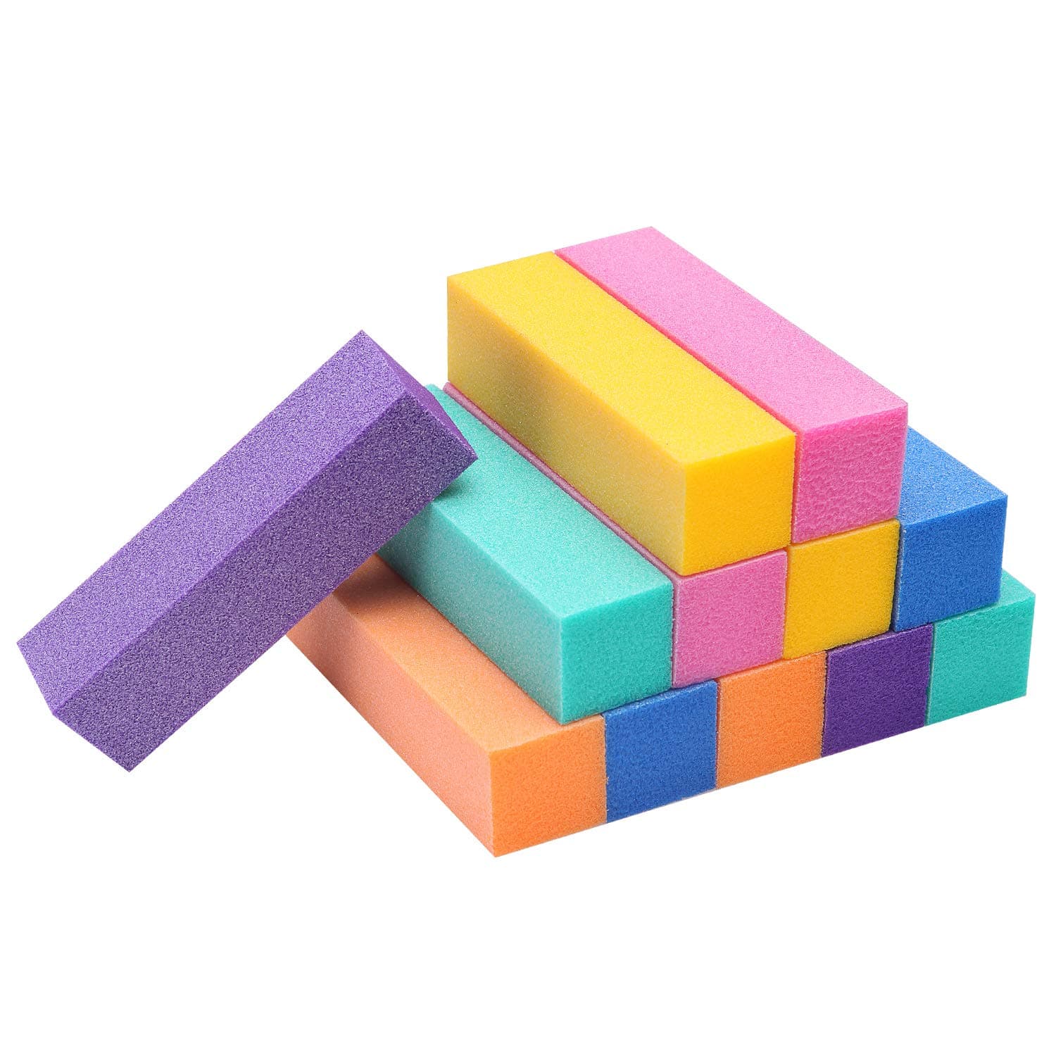 Senkary 12 Pack Nail Buffer Block 4 Sided Professional Nail File Sanding Block Buffing Blocks for Natural and Acrylic Nails (Multi-Colored)