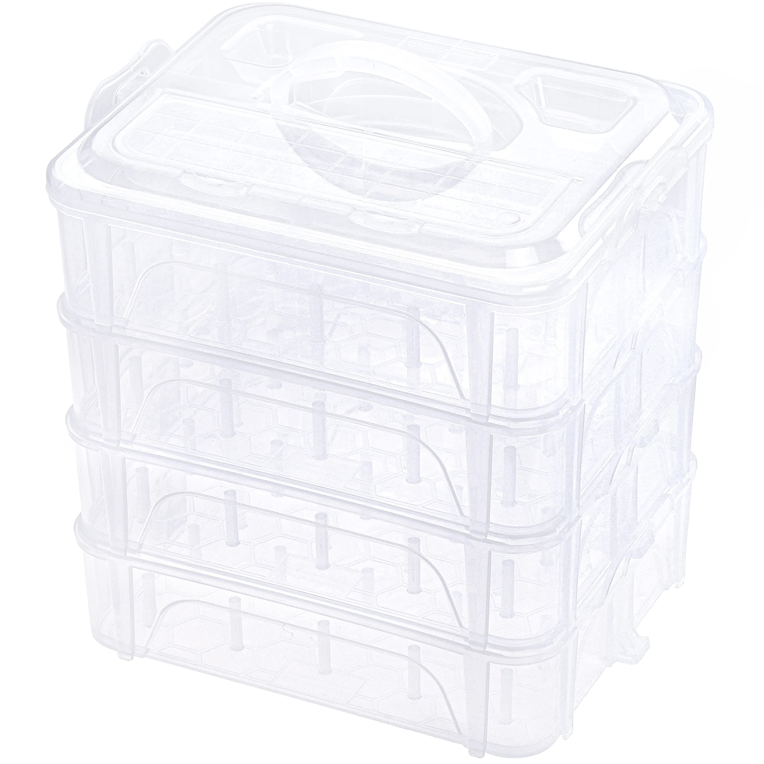 New brothread 4 Layers Stackable Clear Storage Box/Organizer for Holding 80 Spools Home Embroidery & Sewing Thread and Other Embroidery Sewing Crafts (Spool Size Requirement: H≤2.2"; W≤1.69")