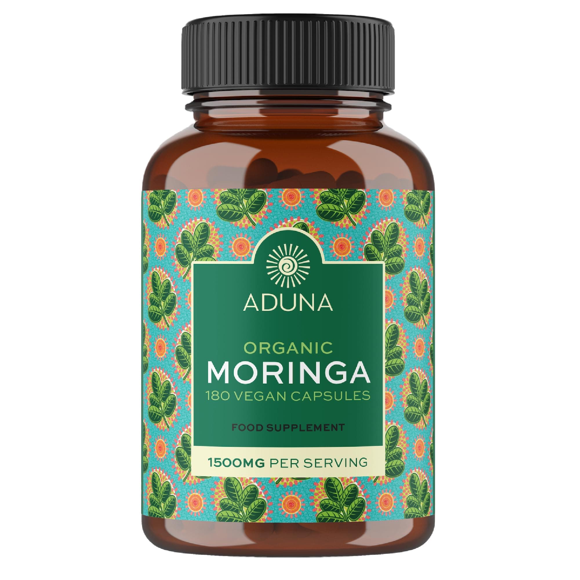 Aduna Organic Moringa Capsules 1500mg | 100% Pure Moringa Leaf for Energy, Immunity & Focus | Natural Plant-Based Food Supplement for Tiredness, Recovery & Breastfeeding | 180 Vegan Capsules