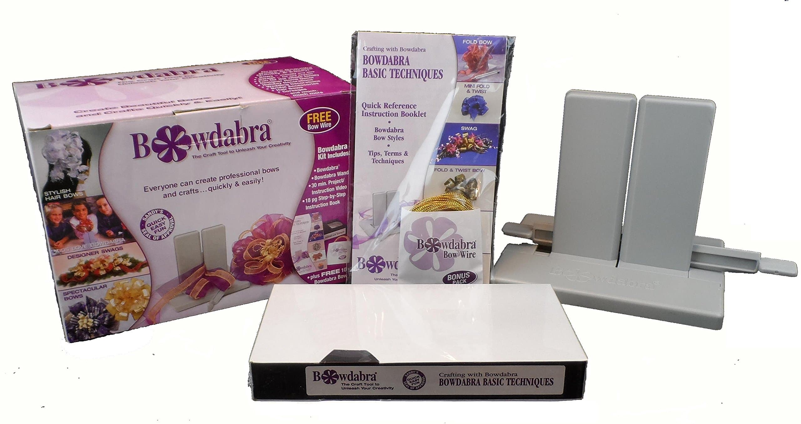 THE ORIGINAL BOWDABRA kit! KIT INCLUDES 30 MIN PROJECT & INSTRUCTIONAL VHS TAPE, 18 PG STEP BY STEP BOOK & BOWDABRA BOW WIRE!
