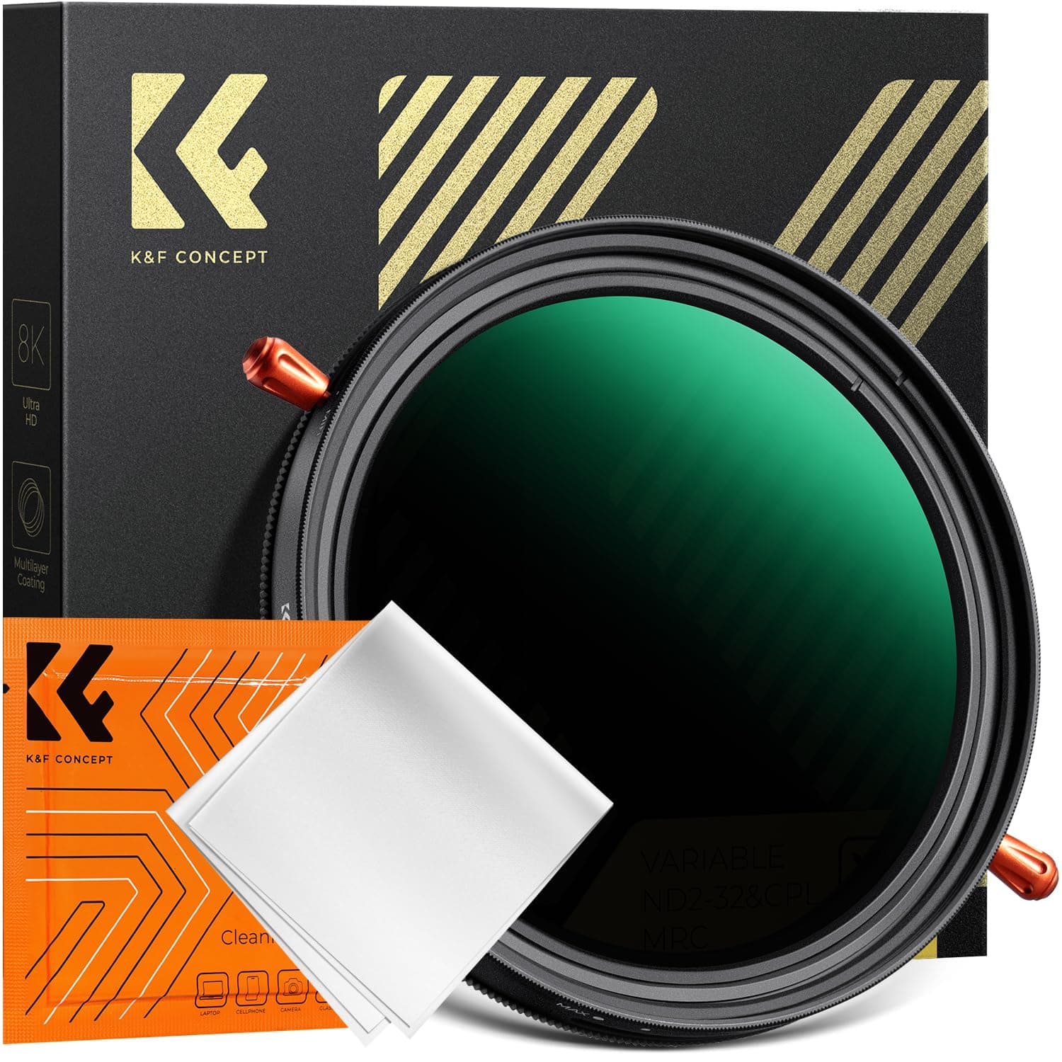 K&F CONCEPT 58mm Variable Fader ND2-ND32 ND Filter and CPL Circular Polarizing Filter 2 in 1 for Camera Lens No X Spot Waterproof Scratch Resistant (Nano-X Series)