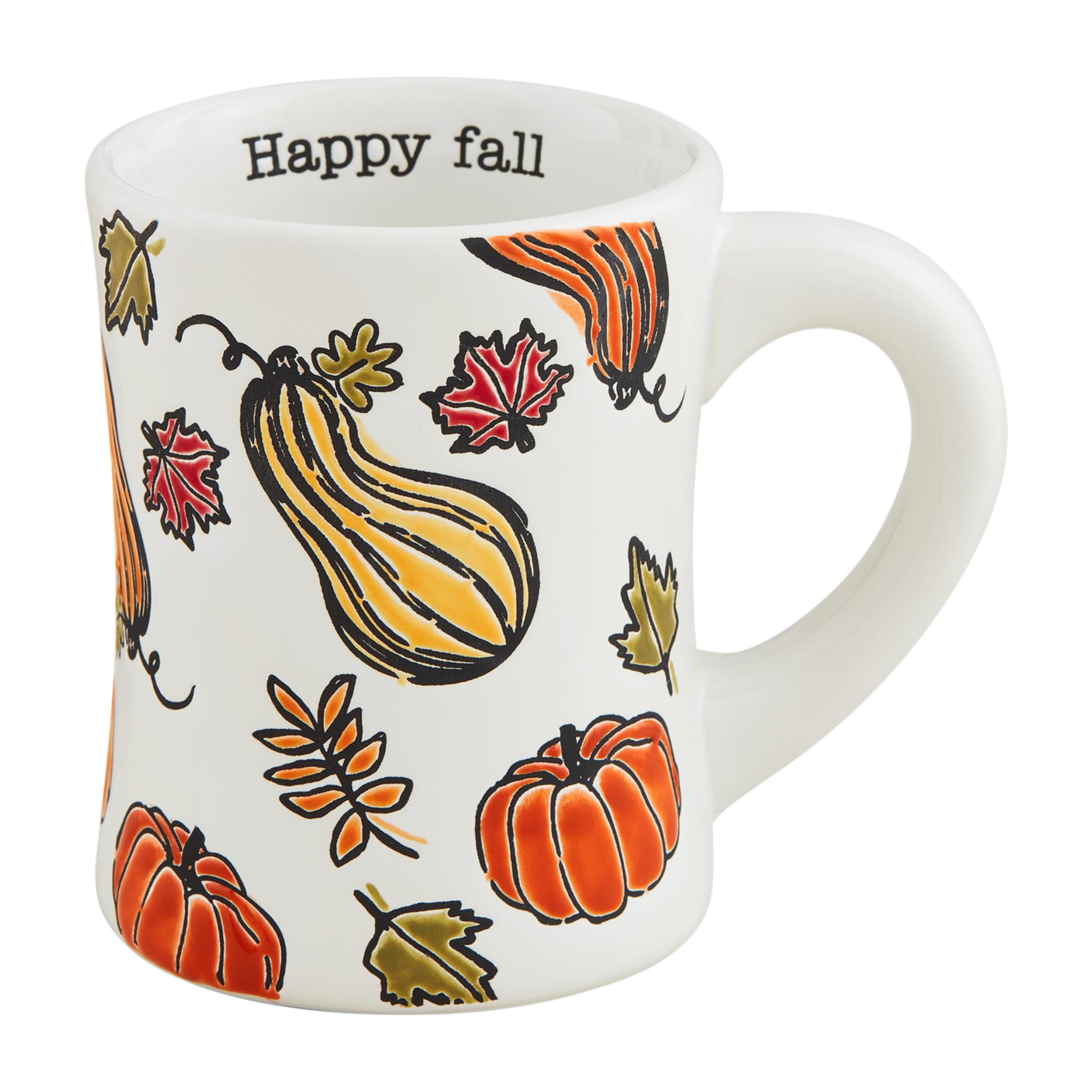 Mud Pie Thanksgiving Pattern Mug, Happy, 14 oz