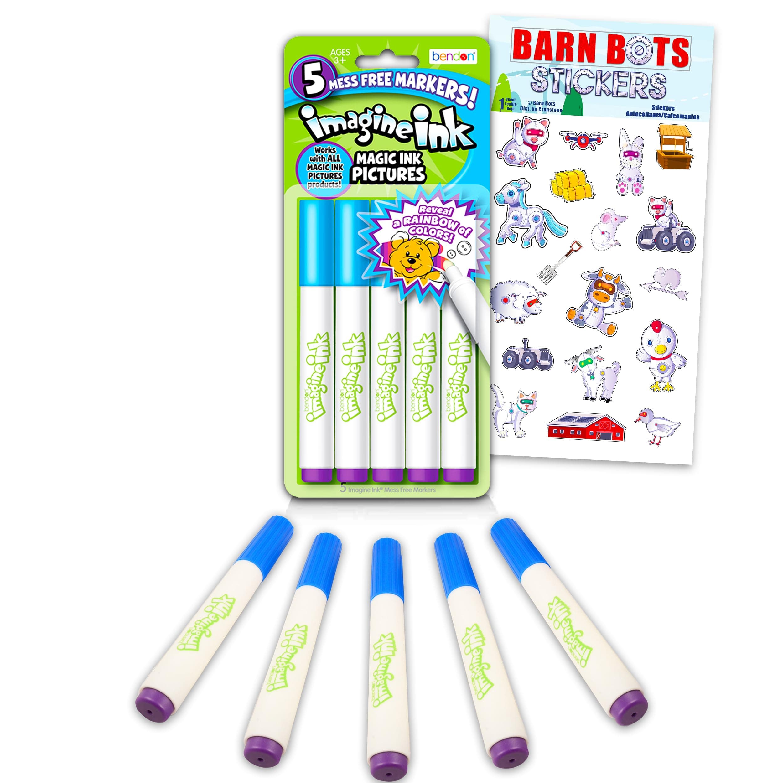 Publishing Imagine Ink Marker Only Replacement Set - 5 Pack Imagine Ink Marker Refill Set for Imagine Ink Colouring Books for Kids with Stickers