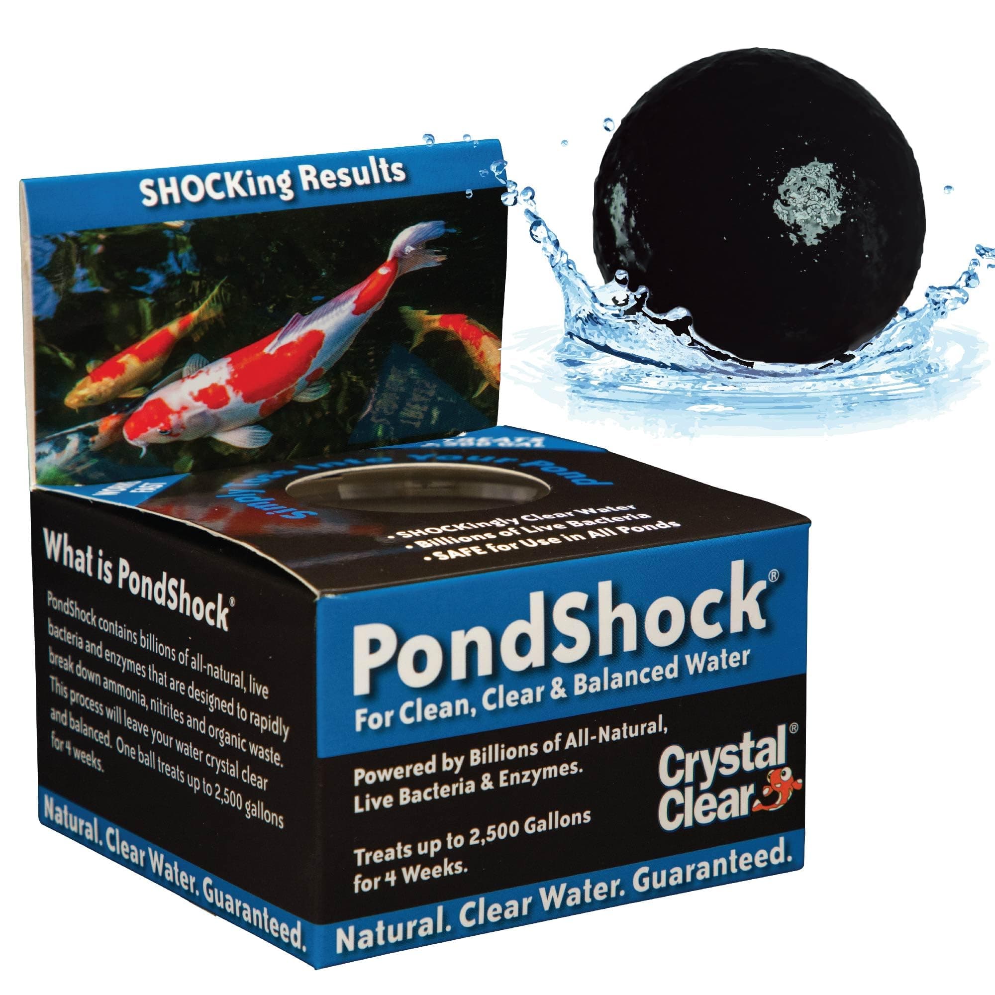 PondShock Ball, Natural Enzymes & Live Bacteria, Freshwater Clarifier Shock Treatment, Muck & Sludge Remover for Small Pond & Outdoor Water Garden Ponds, Koi Fish & Aquatic Plants Safe