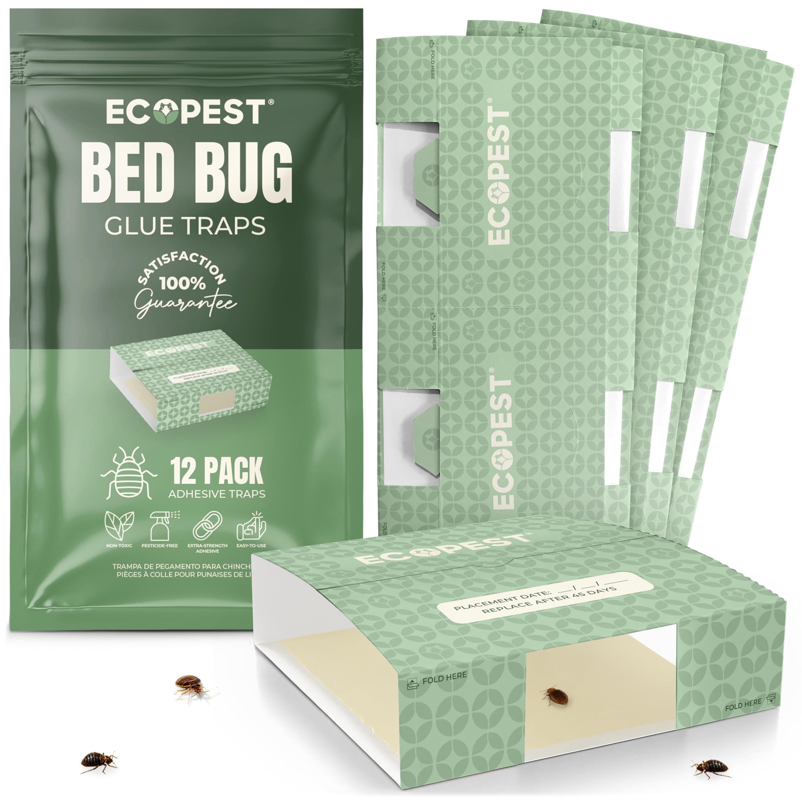 – Bed Bug Glue Traps – 12 Pack | Sticky Pest Control Trap and Bed Bug Killer | Adhesive Crawling Insect Interceptors, Trap, Monitor, and Detector for Treatment of Bed Bugs and Other Indoor Pests