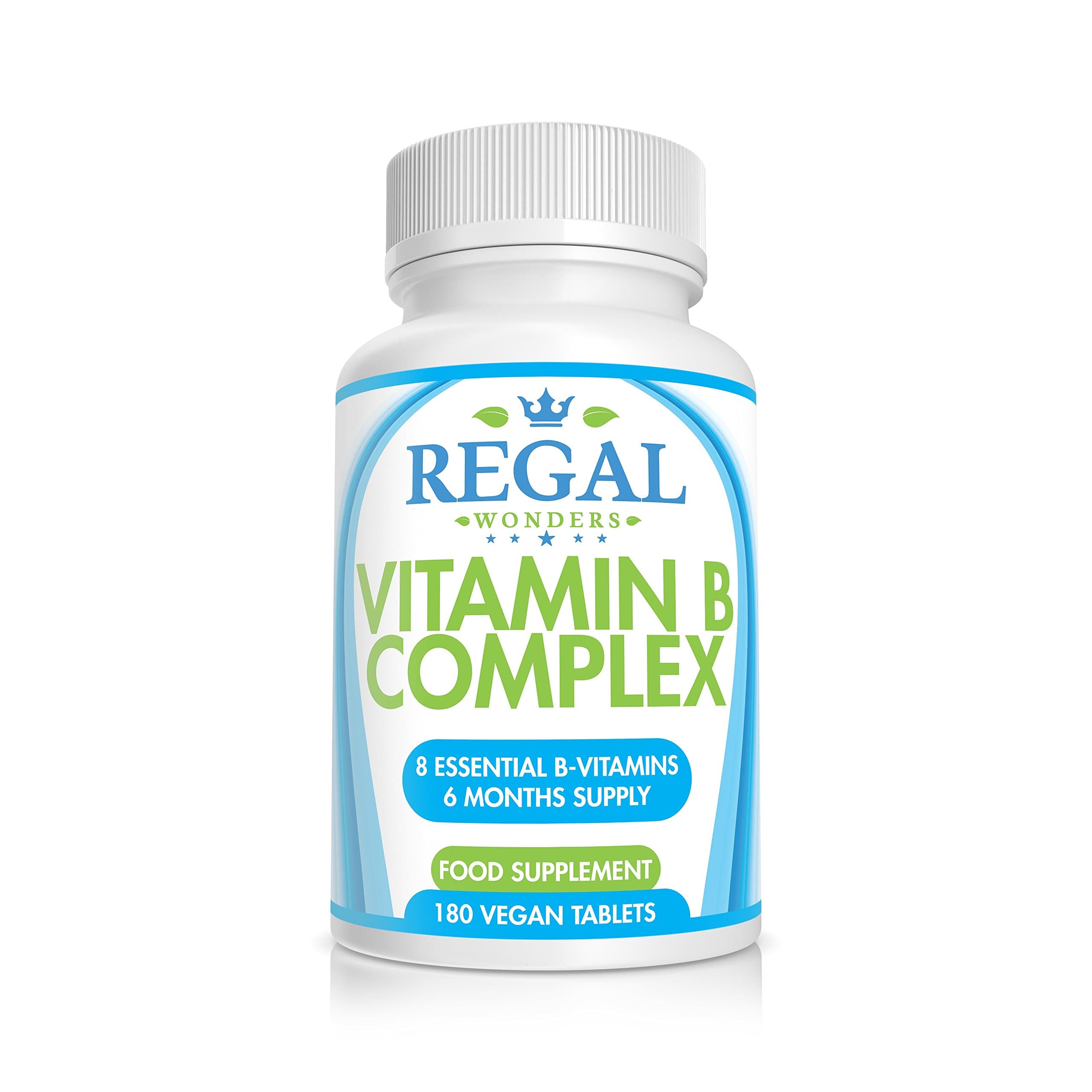 Vitamin B Complex 180 Tablets 6 Months Supply Supplement - 8 Strong Essential Super B Vitamins: B1, B2, B3, B5, B6, Biotin(B7), B12, Folic Acid - Made in the UK - Money Back Guarantee By Regal Wonders