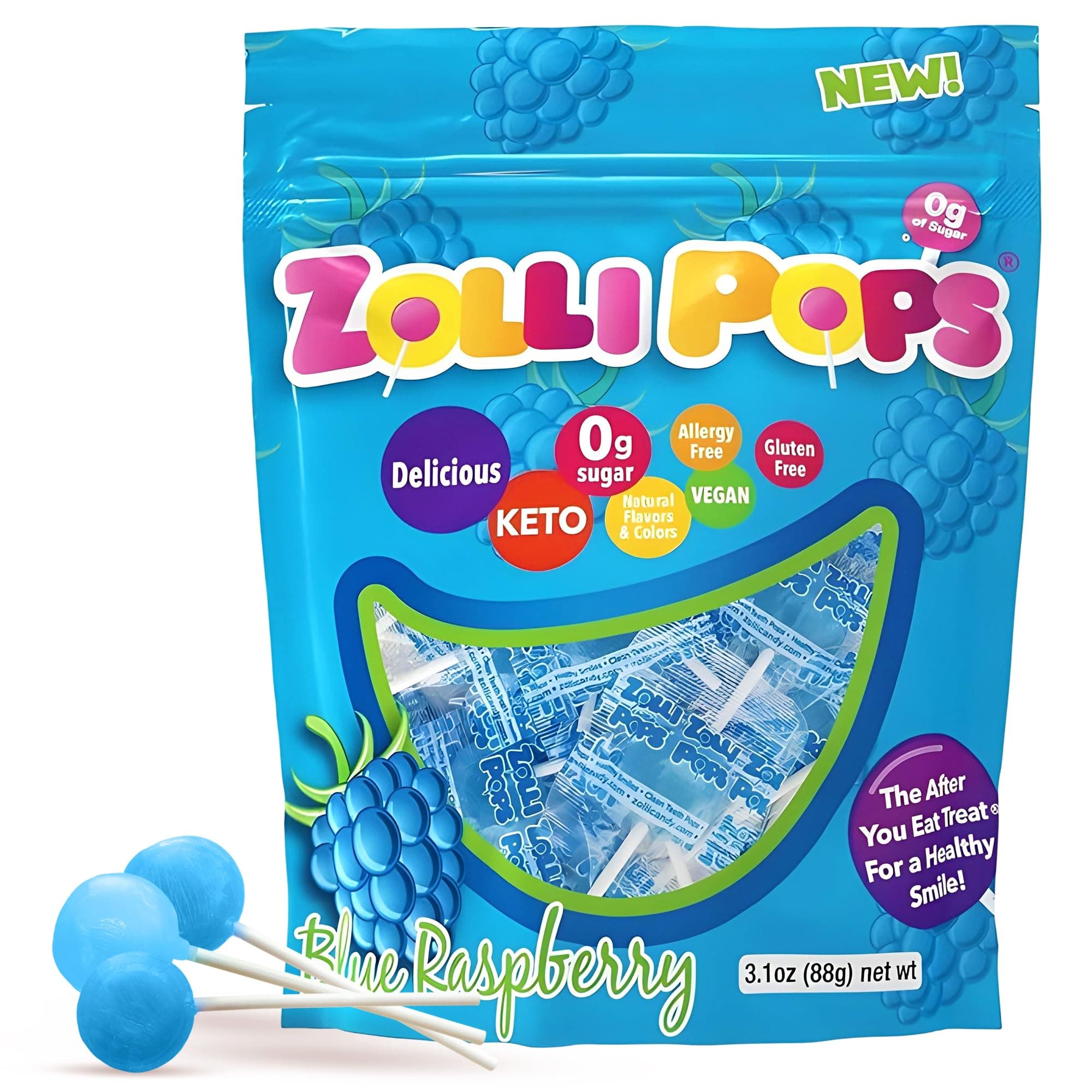 Clean Teeth Lollipops, Blue Raspberry, 3.1 Ounce (Pack of 1)