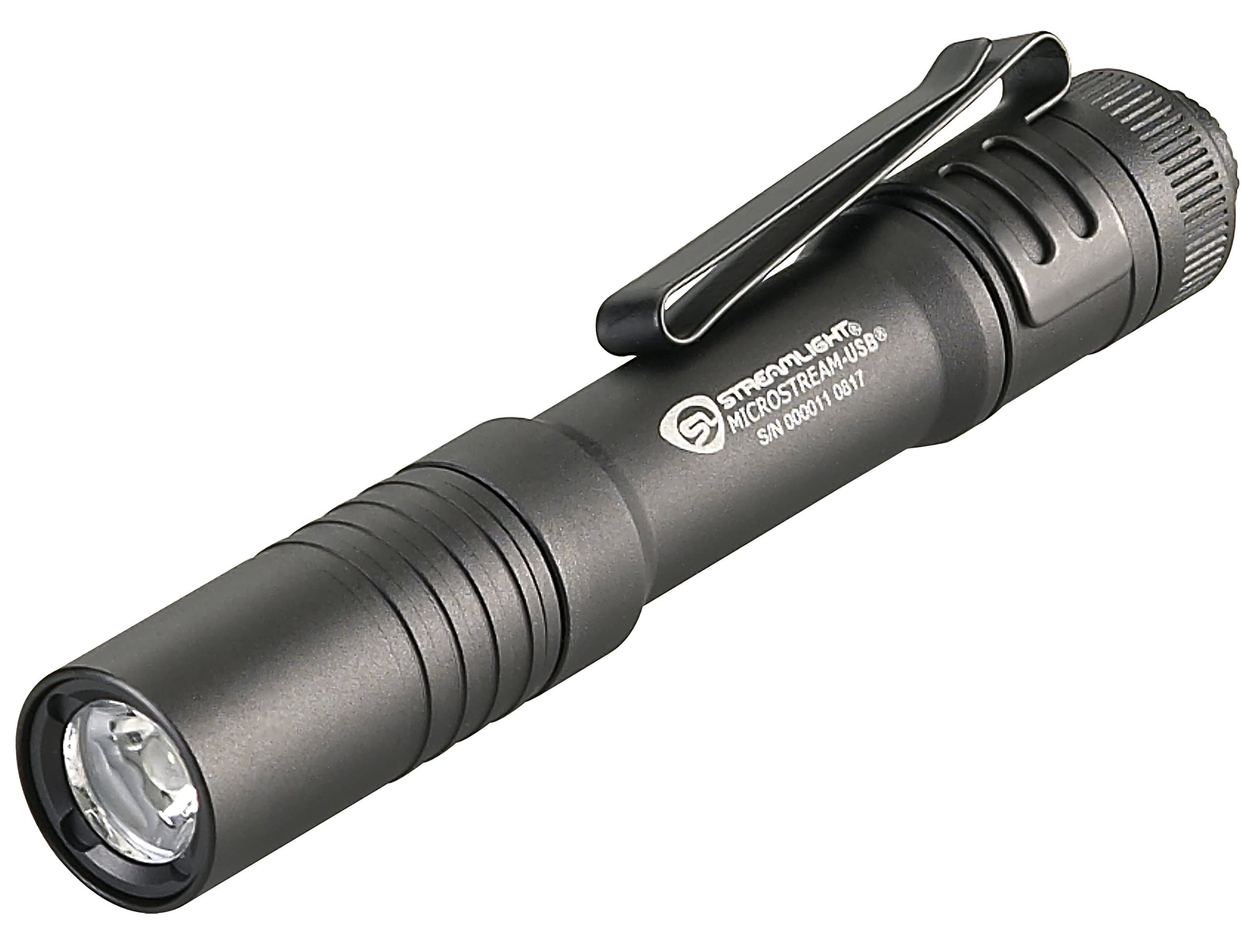 66601 MicroStream 250-Lumen EDC Ultra-Compact Flashlight with USB Rechargeable Battery, Clear Retail Packaging, Black