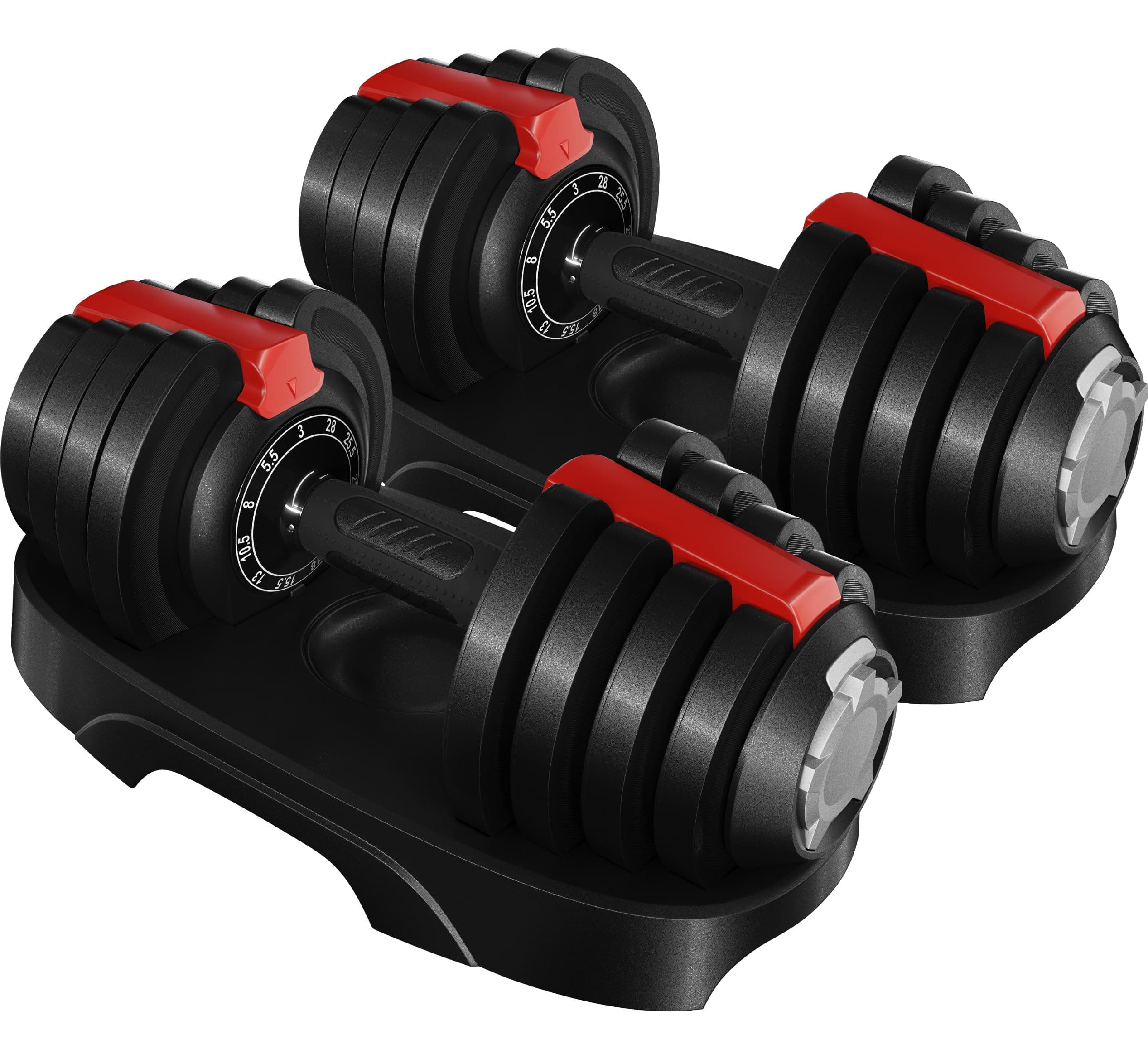 Yaheetech Adjustable Dumbbell Set 28/40/52.5/90LBS Adjustable Dumbbells Fast Adjust Dumbbell Weight Set with Anti-Slip Handle and Tray for Men/Women Home Gym Strength Training Equipment Single/Pair