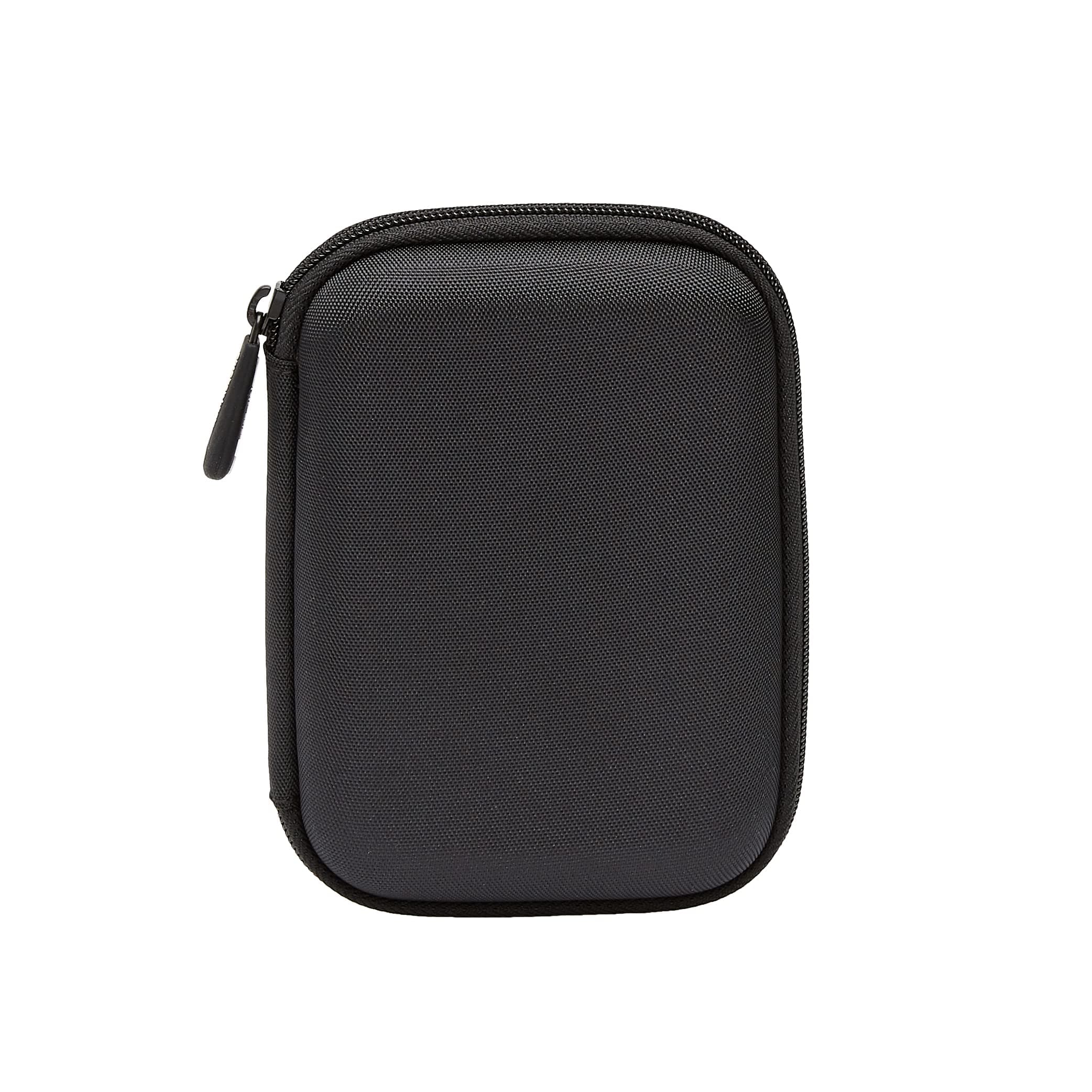 Portable External Hard Drive Carrying Case with Mesh Storage, Protection, Secure Strap, Black
