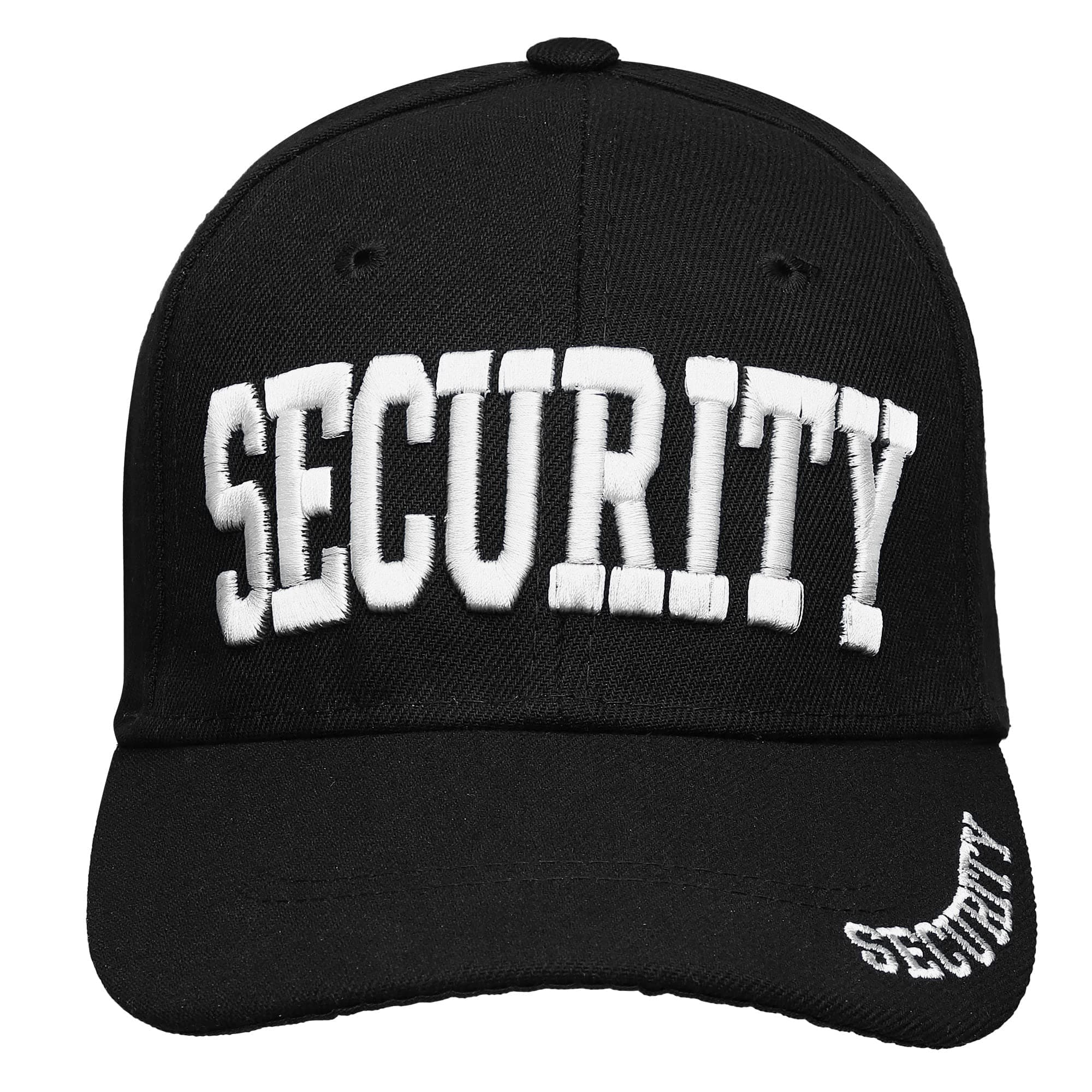 Security Hat Baseball Cap - Gold or White Embroidery Security Front, Bill & Back - Adjustable Size
