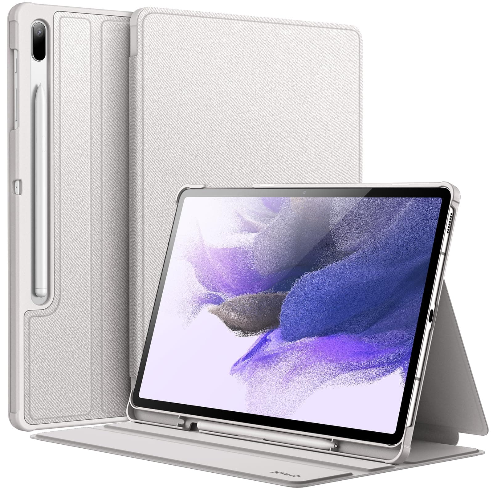 JETech Case for Samsung Galaxy Tab S8 Plus 2022 / S7 FE 2021 / S7 Plus 2020 12.4-Inch with S Pen Holder, Slim Folio Stand Protective Tablet Cover, Multi-Angle Viewing (Silver)