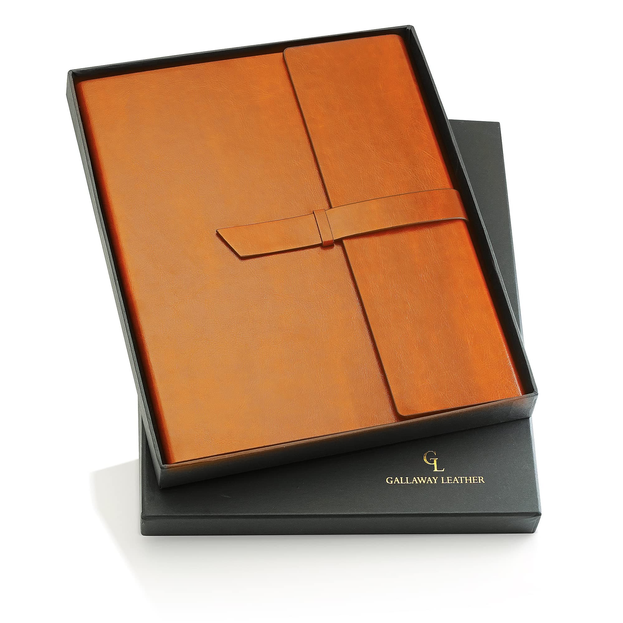 Gallaway-Leather-Padfolio-Portfolio, Folder-Slim-Notebook, Note-Pad-Holder, Desk-Accessories, Brown