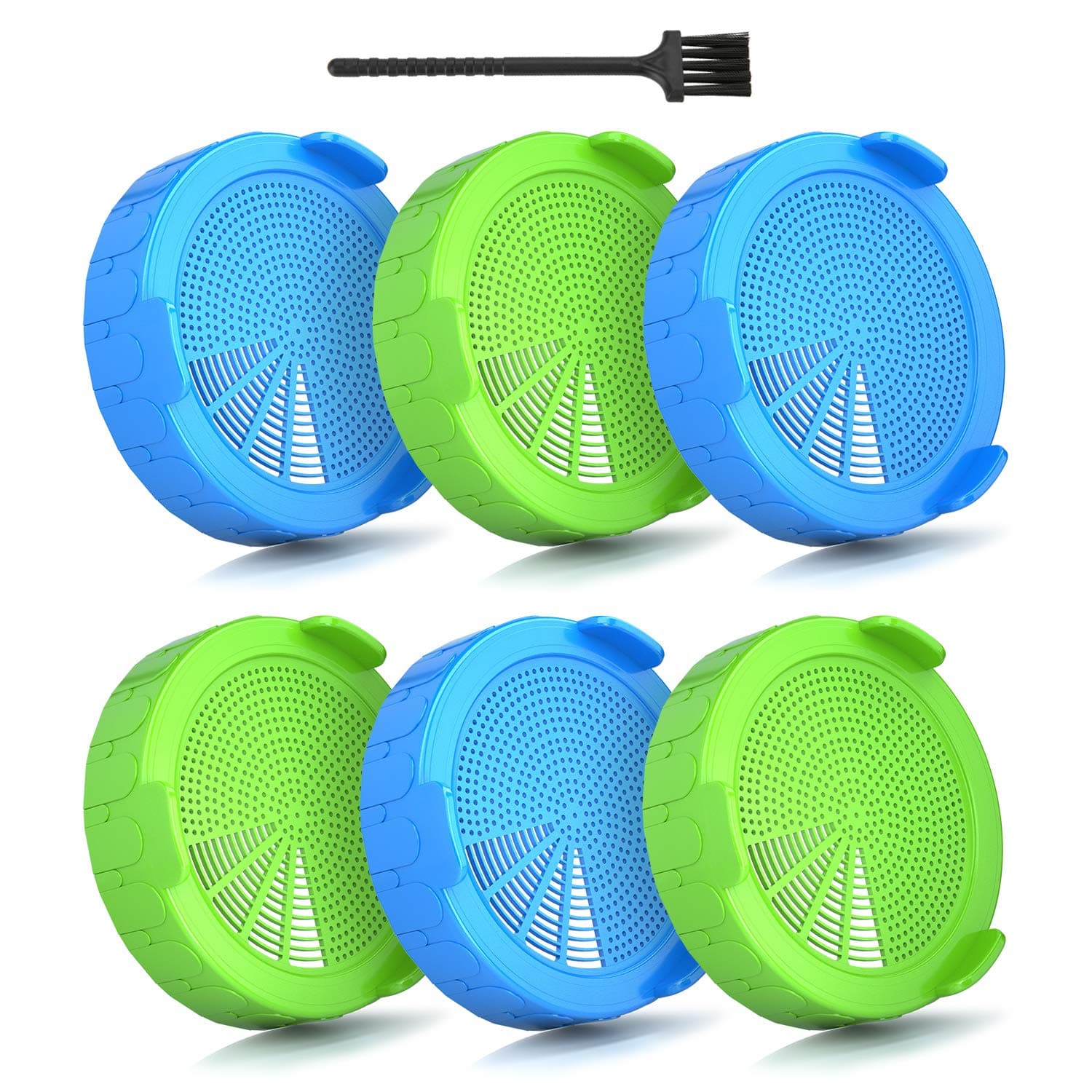 LEEFE 6 Pack Plastic Mason Sprouting Lids with Cleaning Brush, Easy Rinse and Drain Sprouting Kit for Wide Mouth Mason Jars, Sprouting kit for Growing Broccoli, Alfalfa, Mung Beans, Salad Sprouts