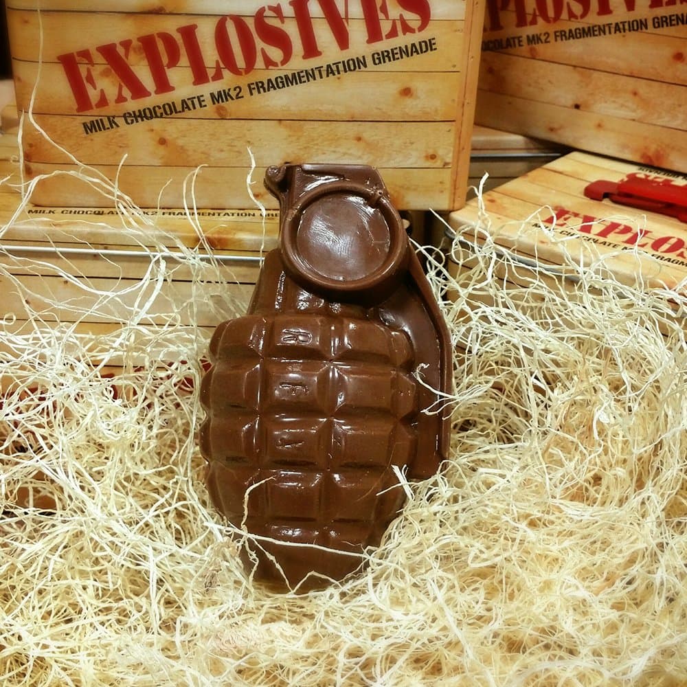 Chocolate Grenade - Full Size Solid Chocolate Hand Grenade in Tin