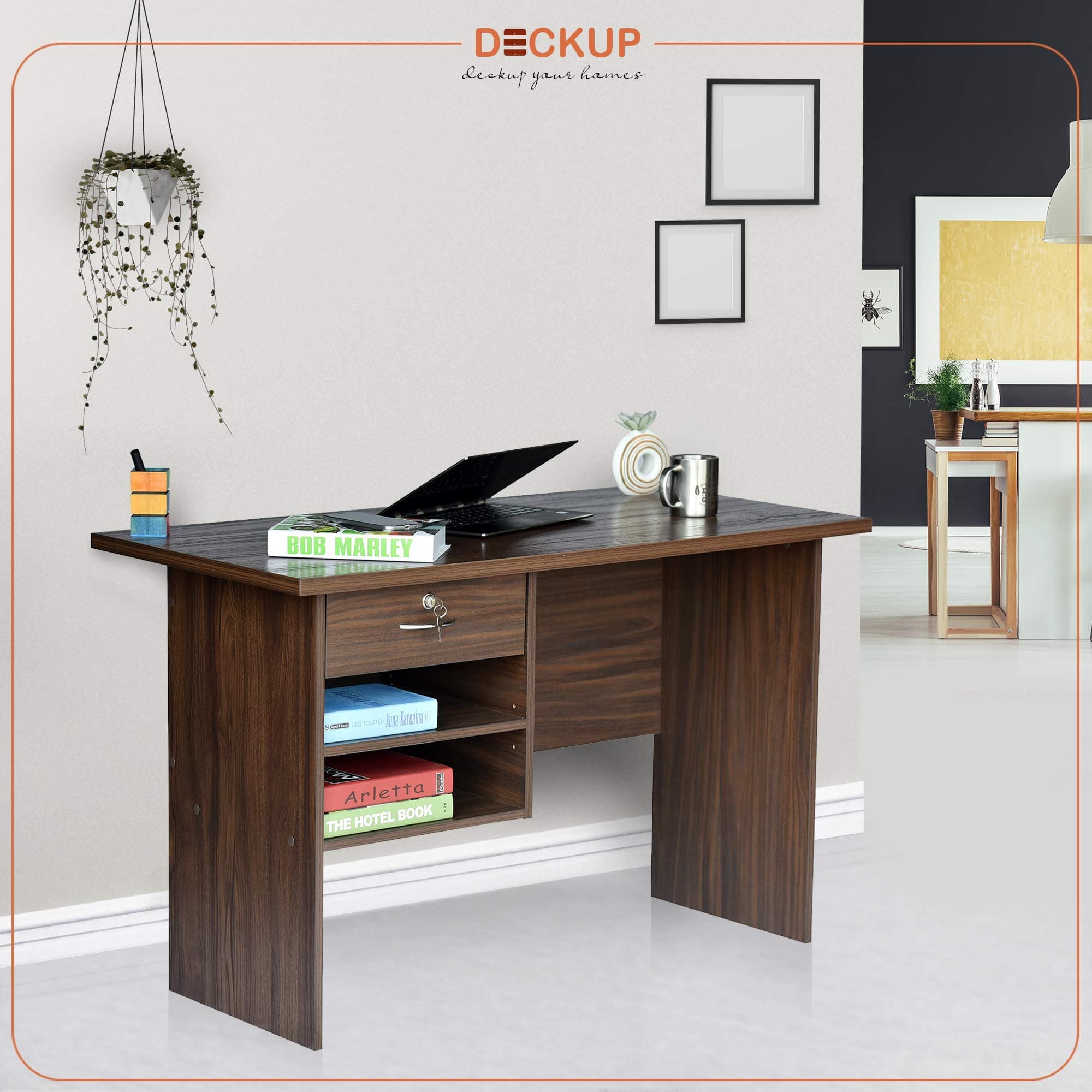 Giona Engineered Wood Study Table and Office Desk (Walnut, Matte Finish)