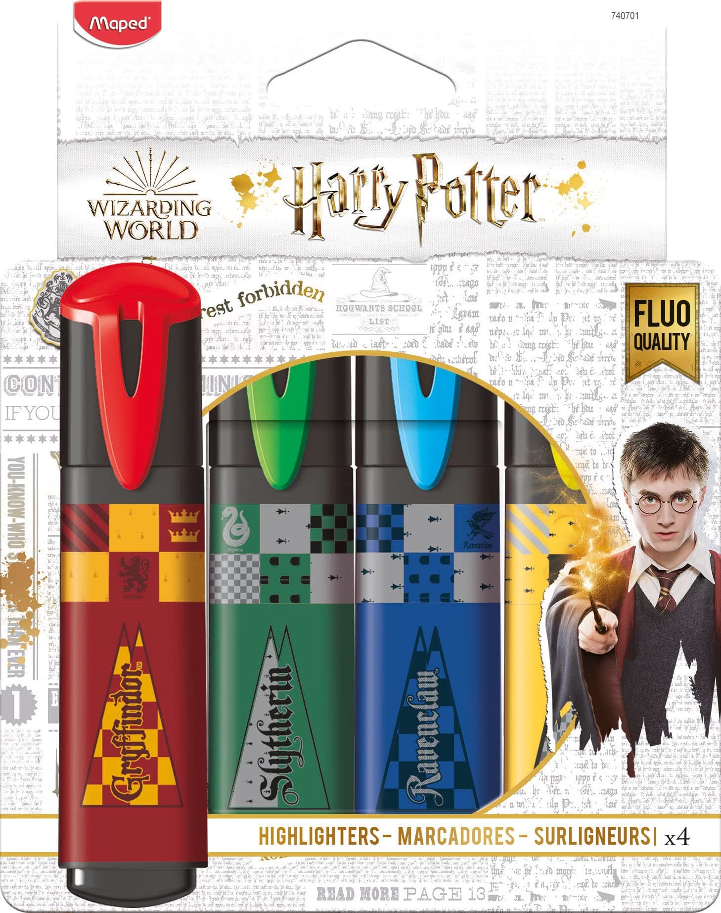 Harry Potter Chisel Tip Highlighters 4-Pieces, Multicolor